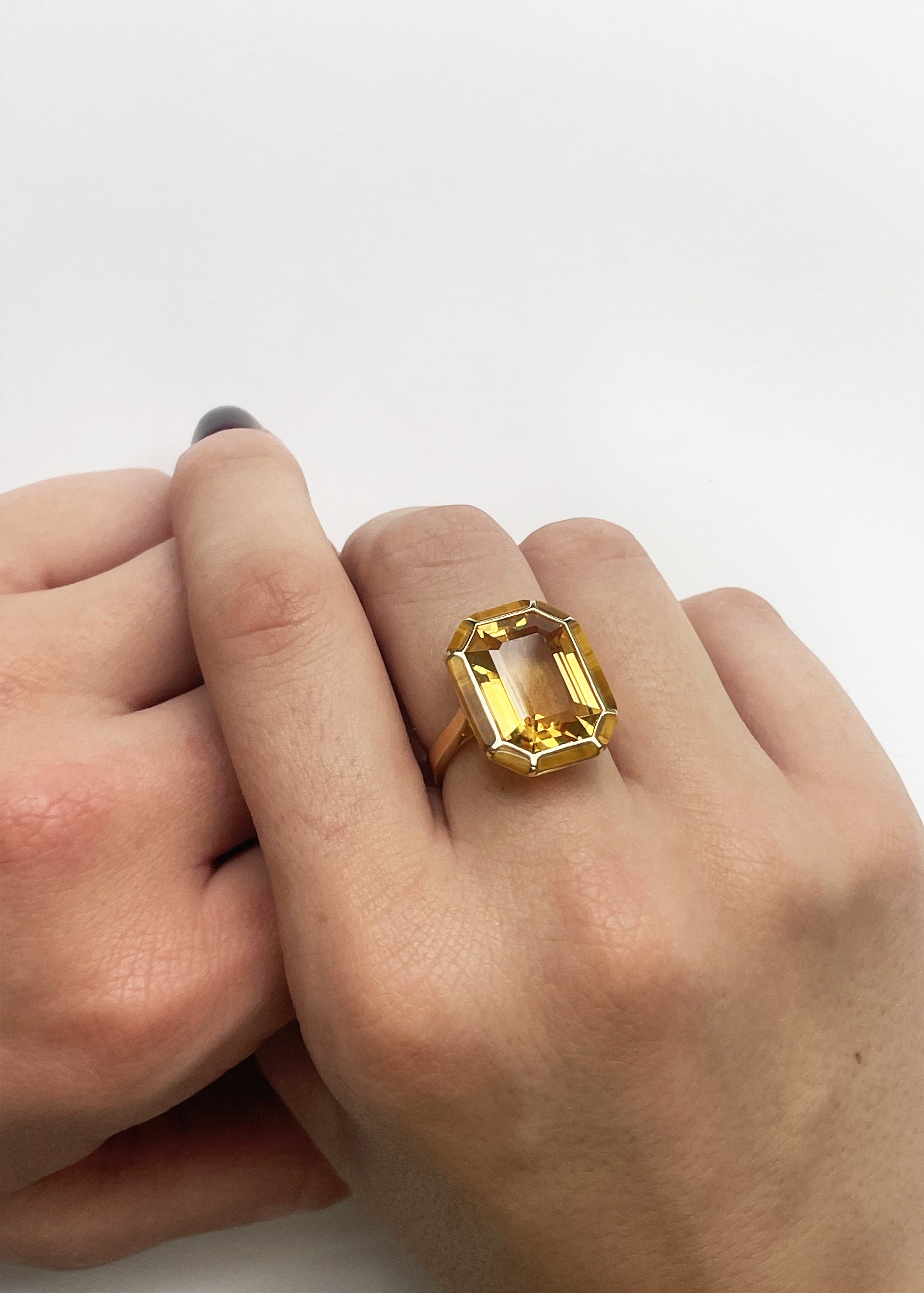 Yellow gold-Citrine with Tiger Eye