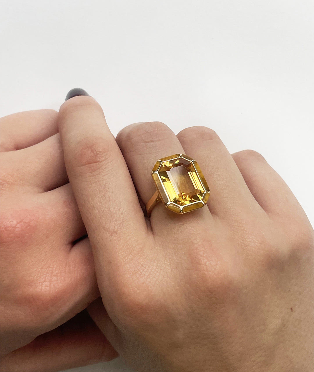 Yellow gold-Citrine with Tiger Eye