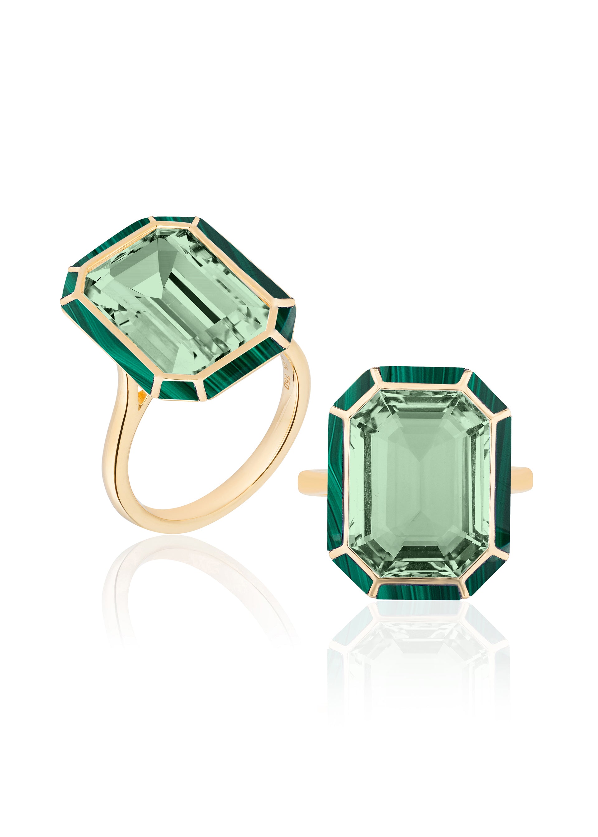 Yellow gold-Prasiolite with Malachite