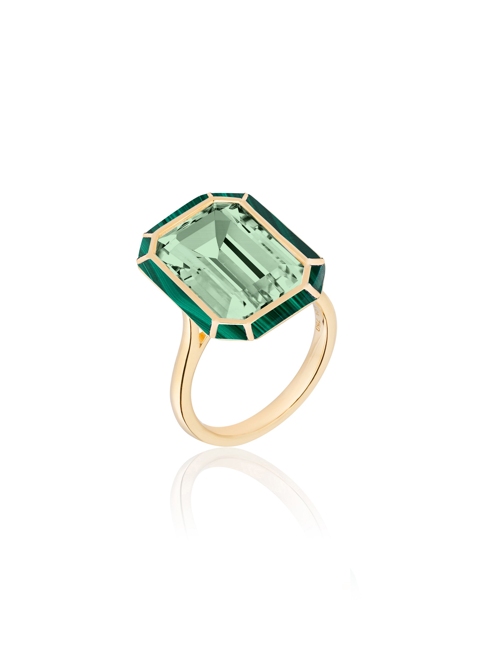 Yellow gold-Prasiolite with Malachite