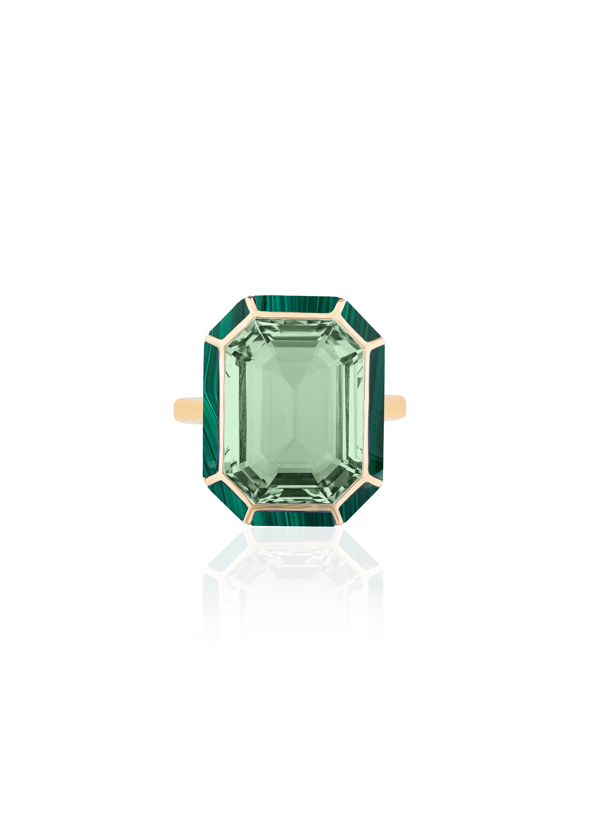 Yellow gold-Prasiolite with Malachite