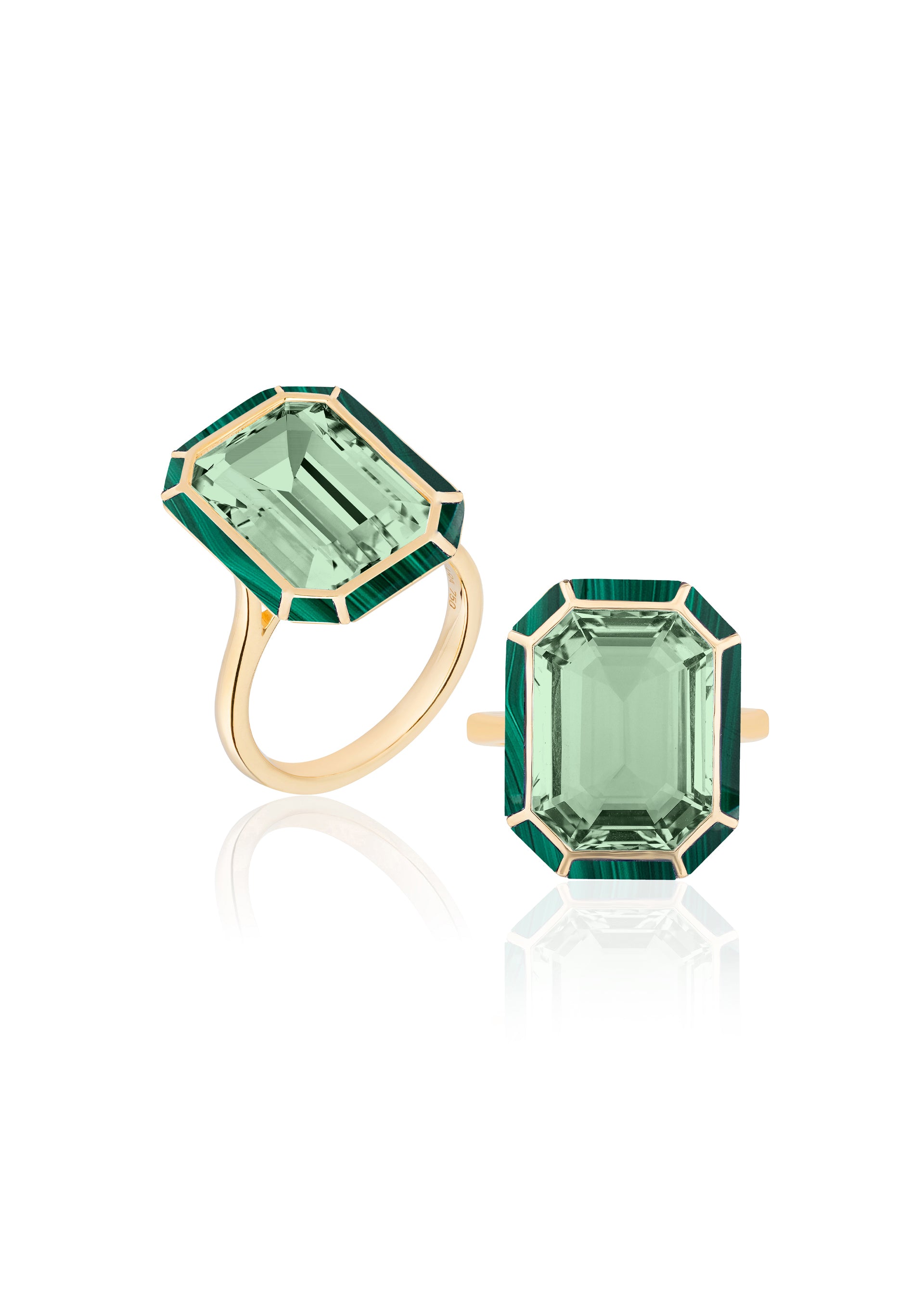 Yellow gold-Prasiolite with Malachite