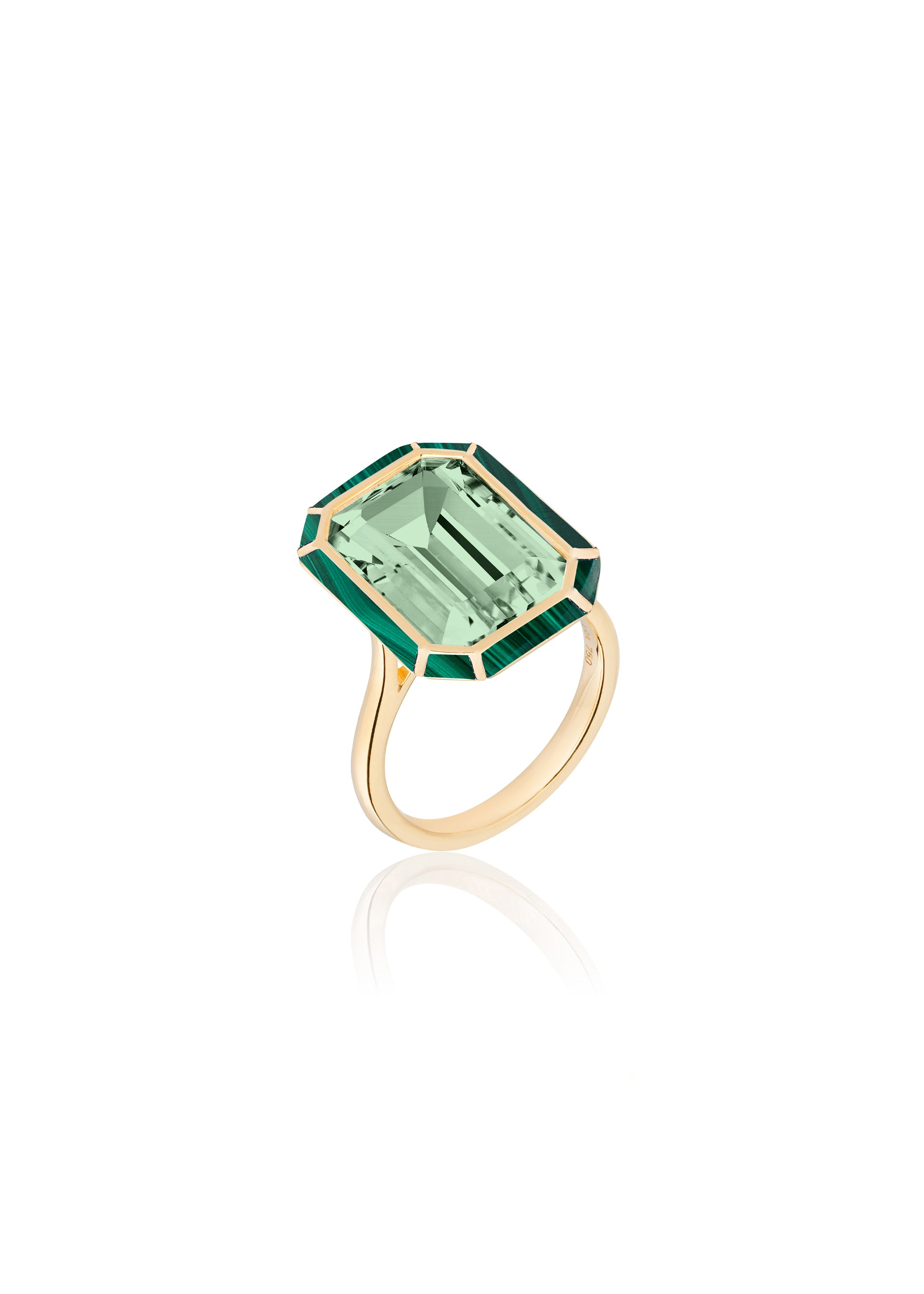 Yellow gold-Prasiolite with Malachite