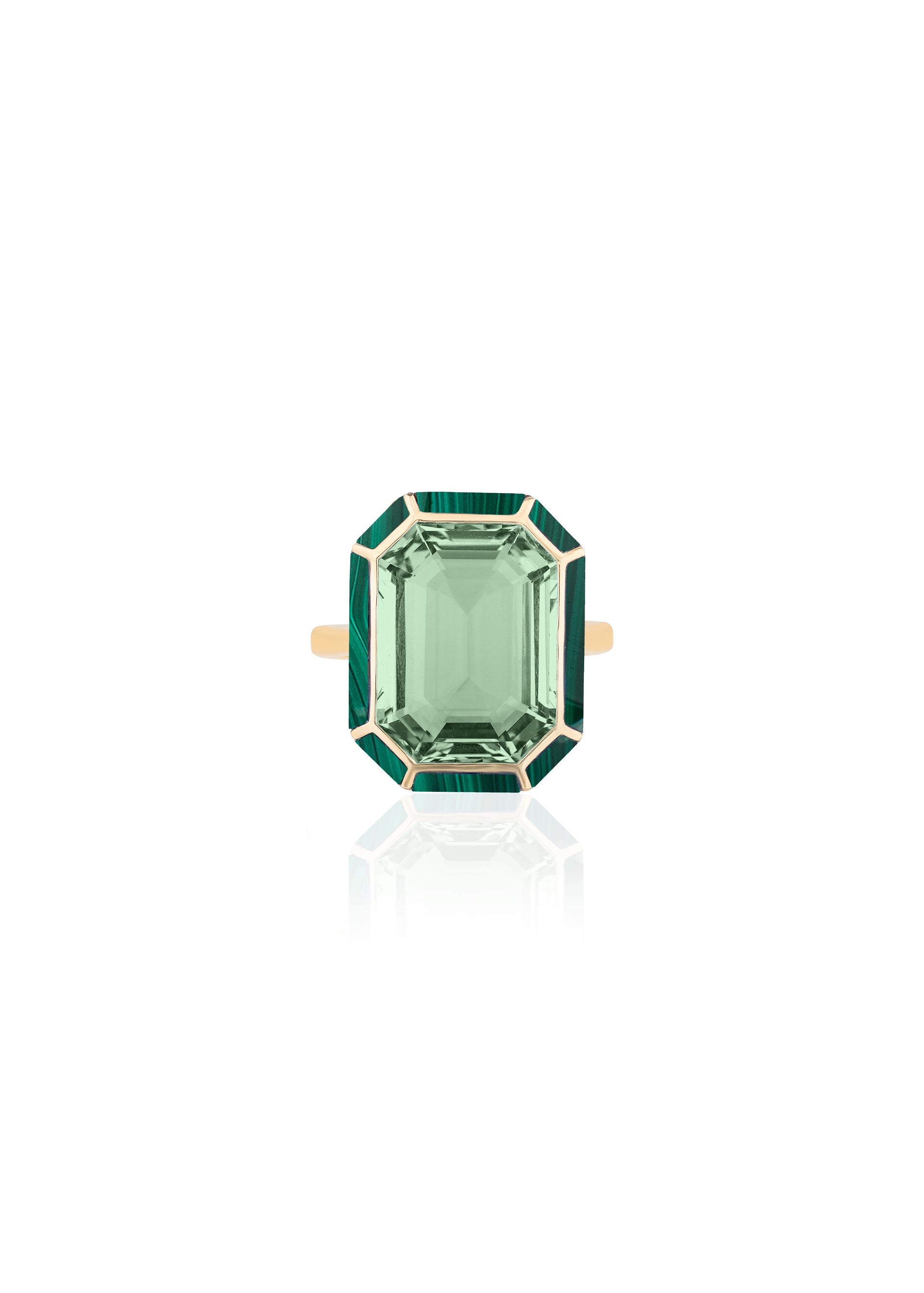 Yellow gold-Prasiolite with Malachite