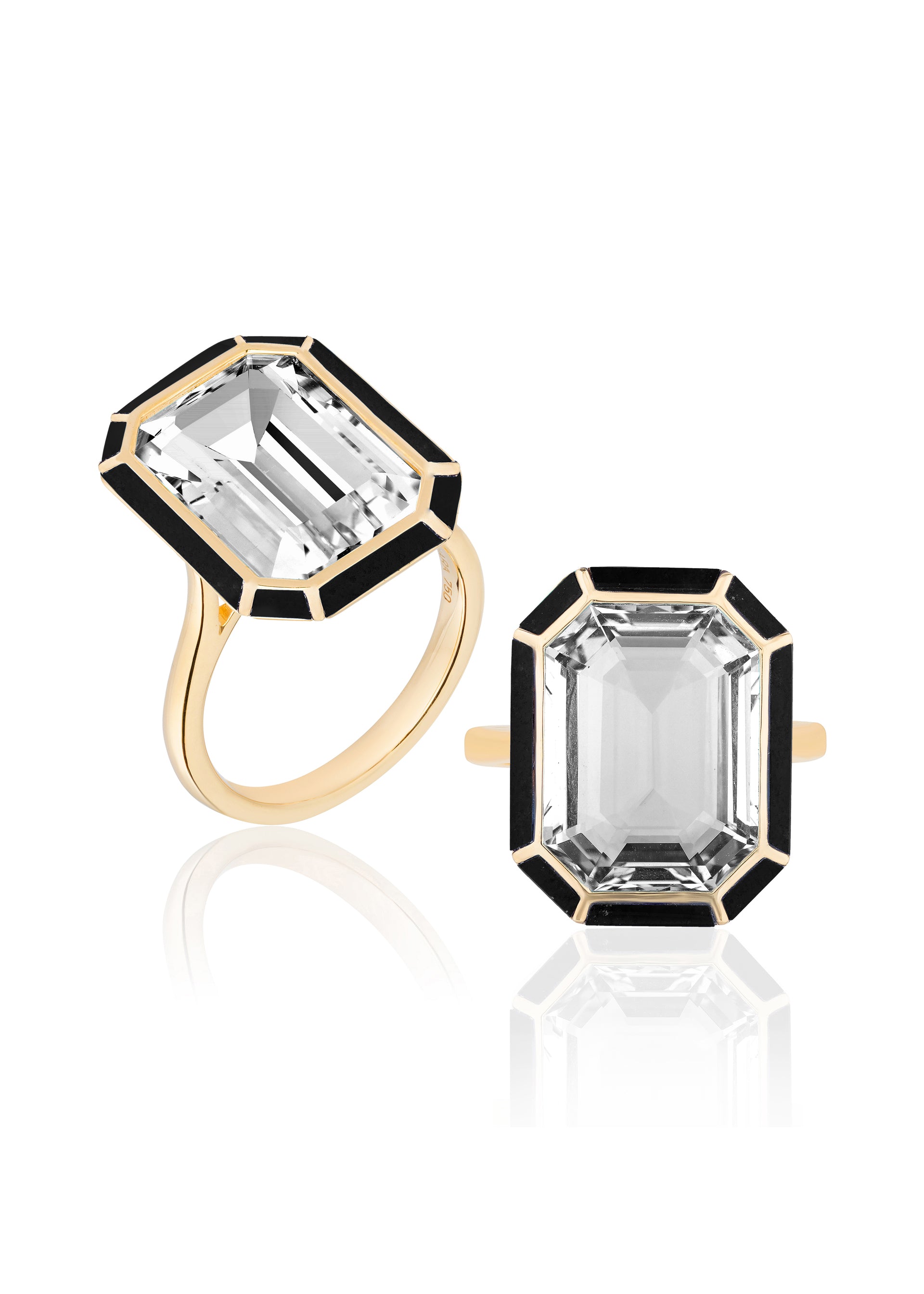 Yellow gold-Rock Crystal with Onyx