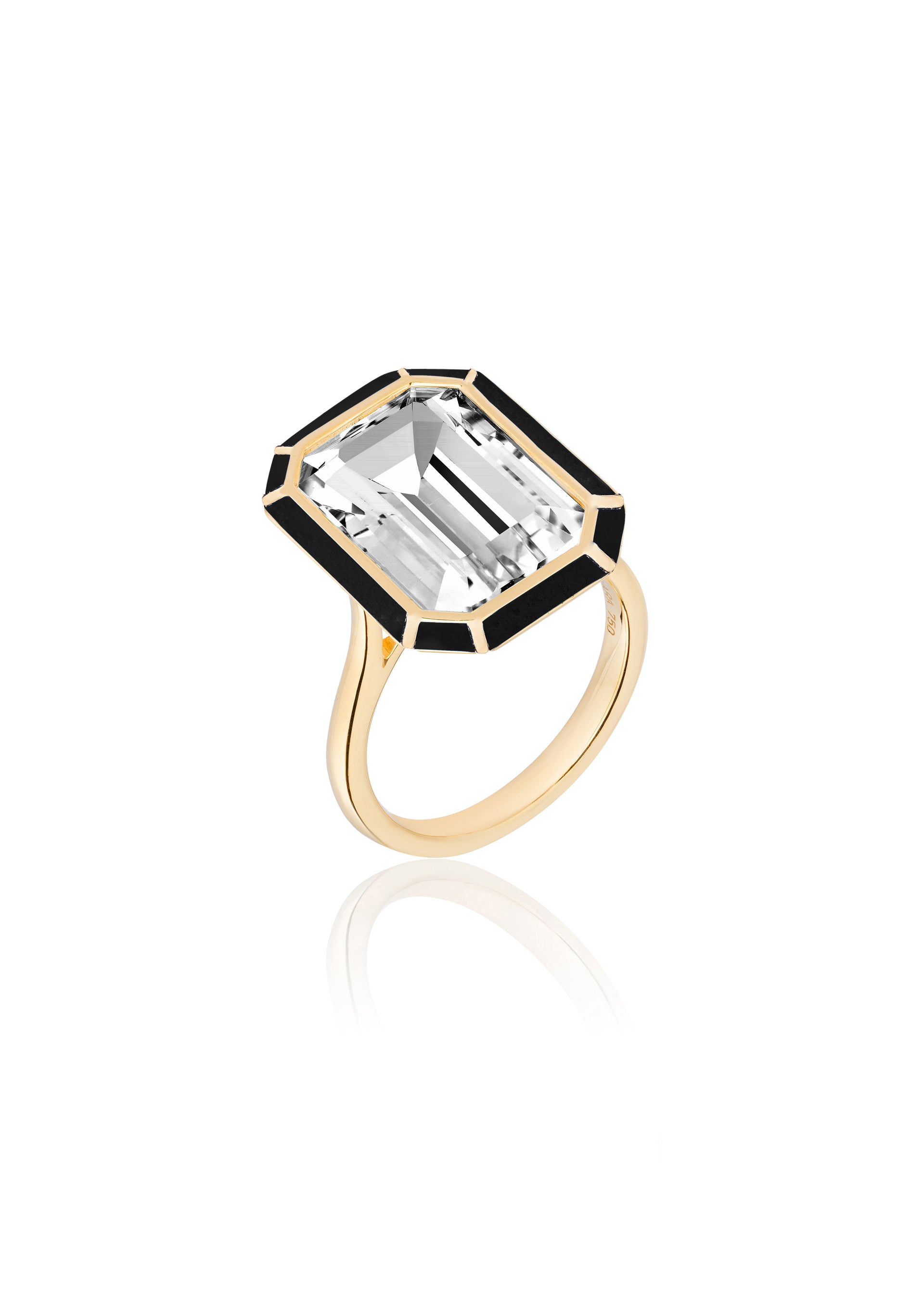 Yellow gold-Rock Crystal with Onyx