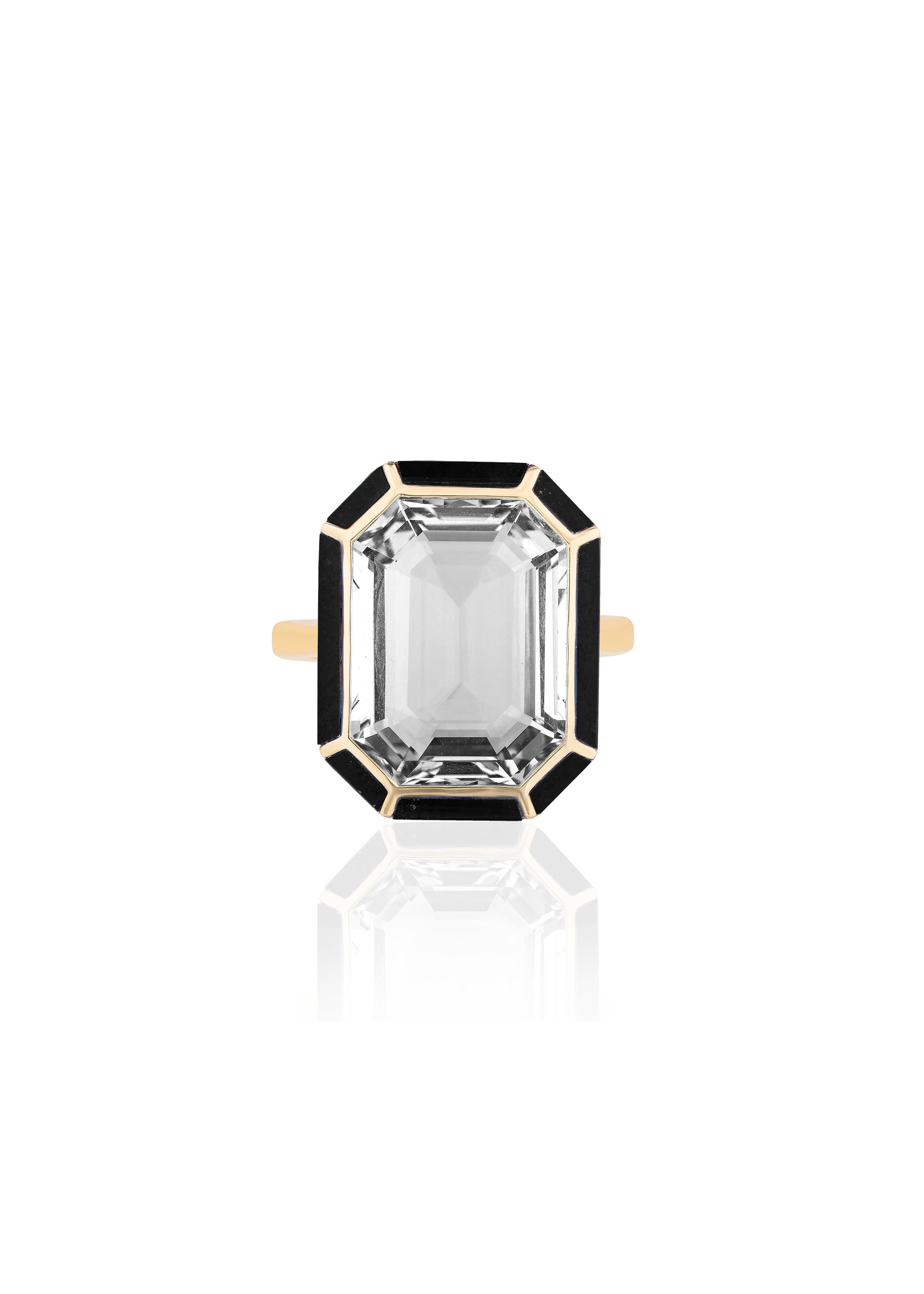 Yellow gold-Rock Crystal with Onyx