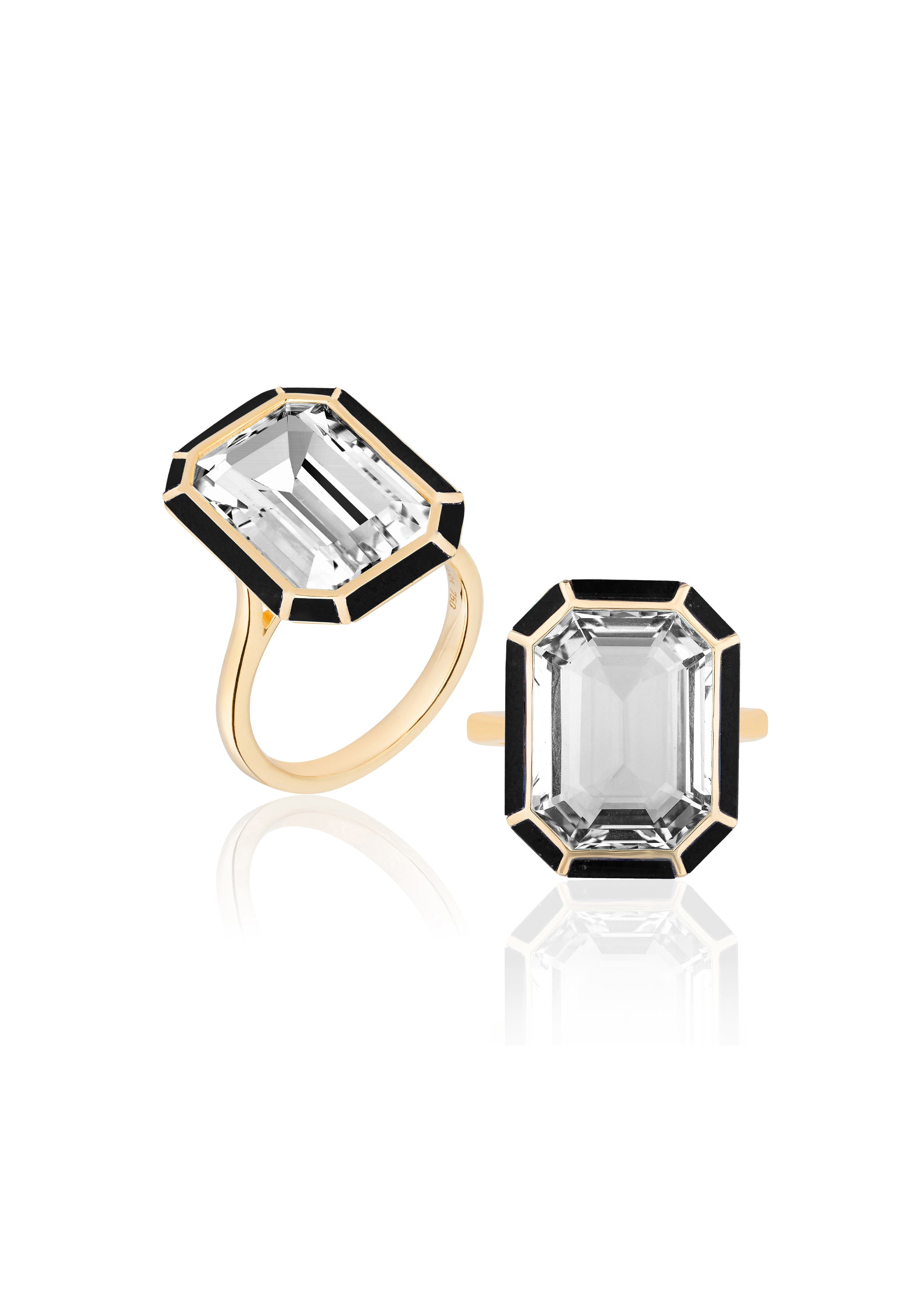 Yellow gold-Rock Crystal with Onyx