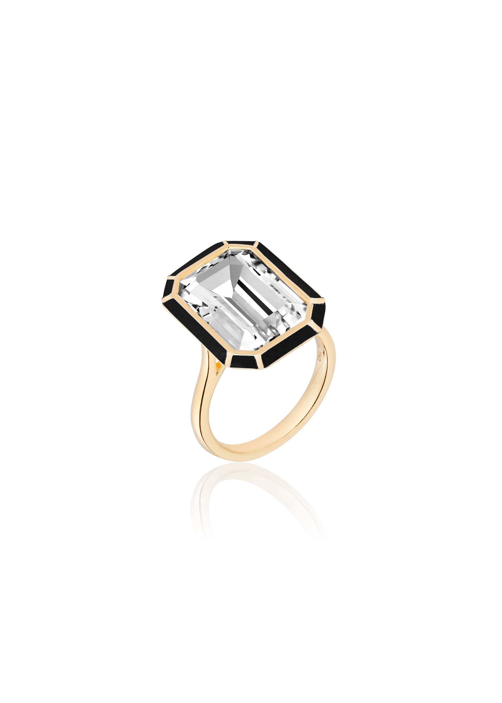 Yellow gold-Rock Crystal with Onyx