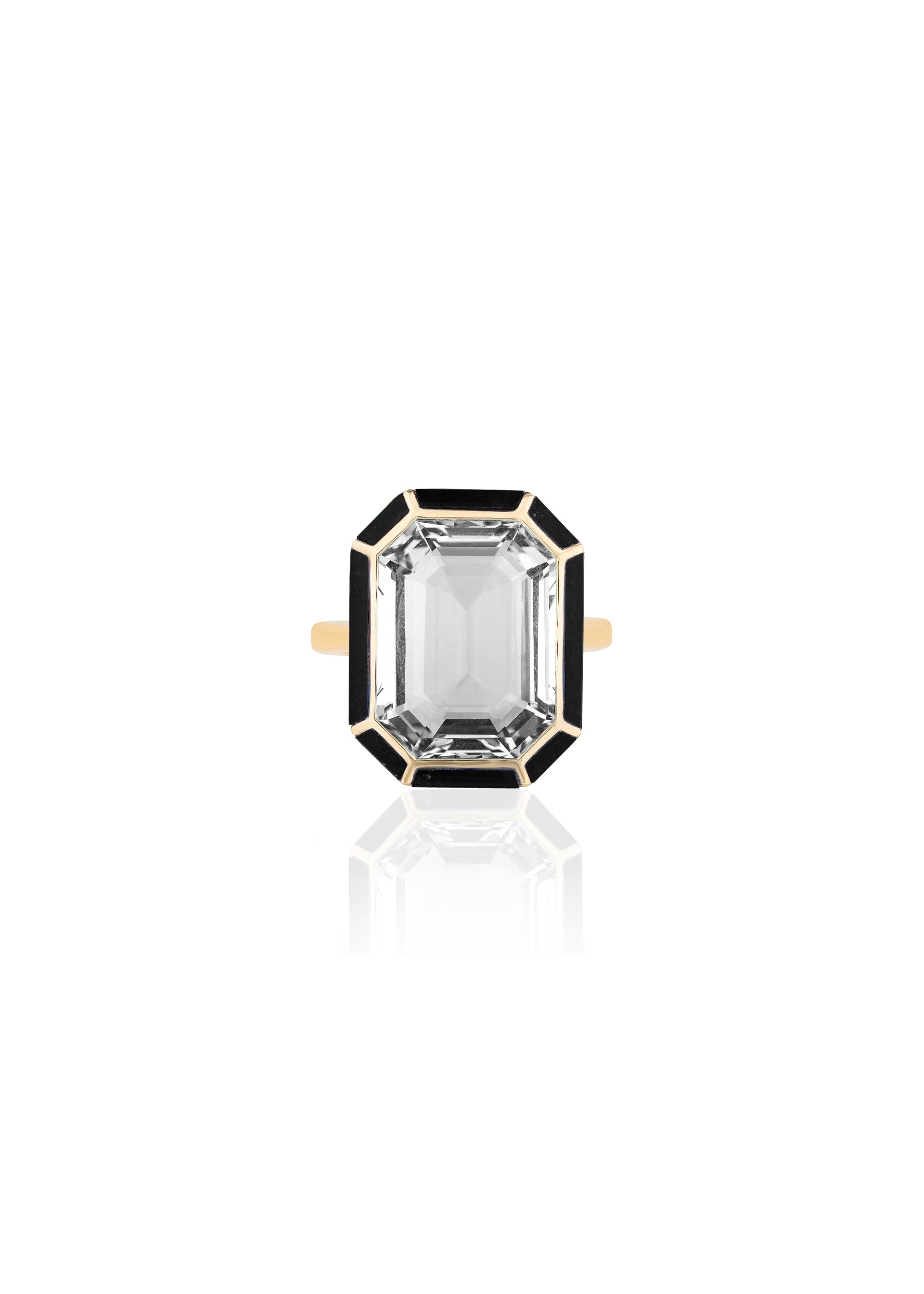Yellow gold-Rock Crystal with Onyx
