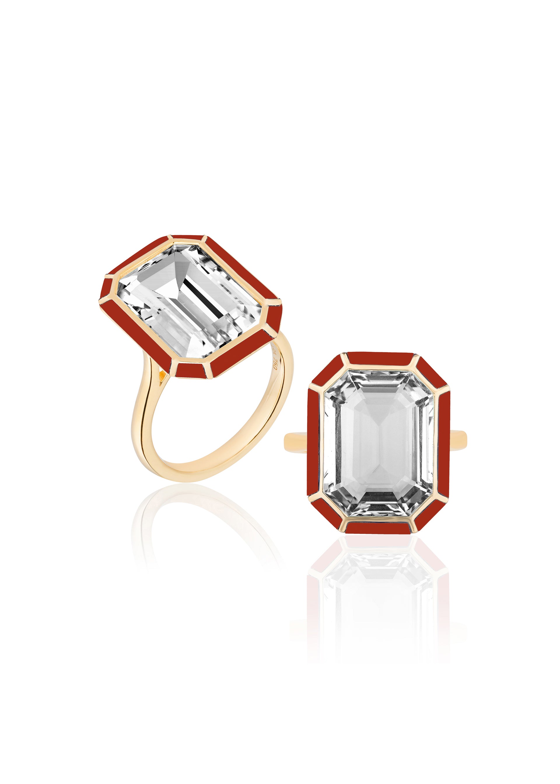 Yellow gold-Rock Crystal with Red Agate