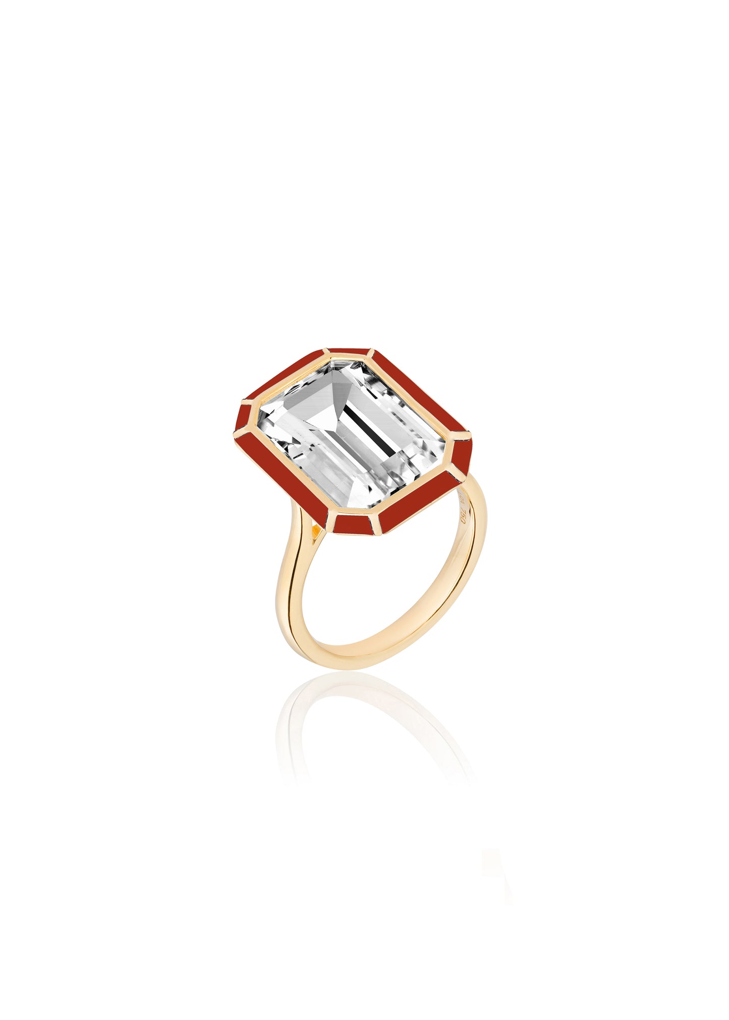 Yellow gold-Rock Crystal with Red Agate
