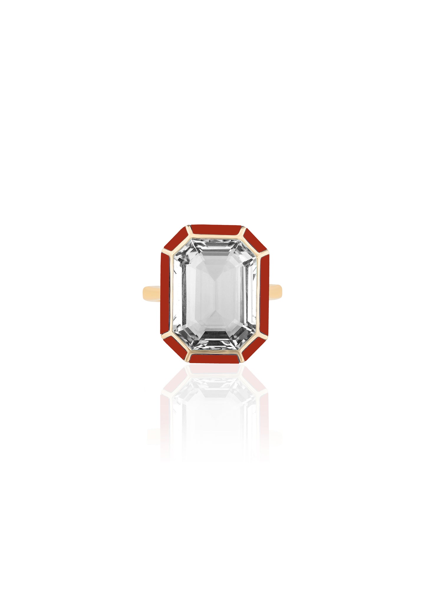 Yellow gold-Rock Crystal with Red Agate