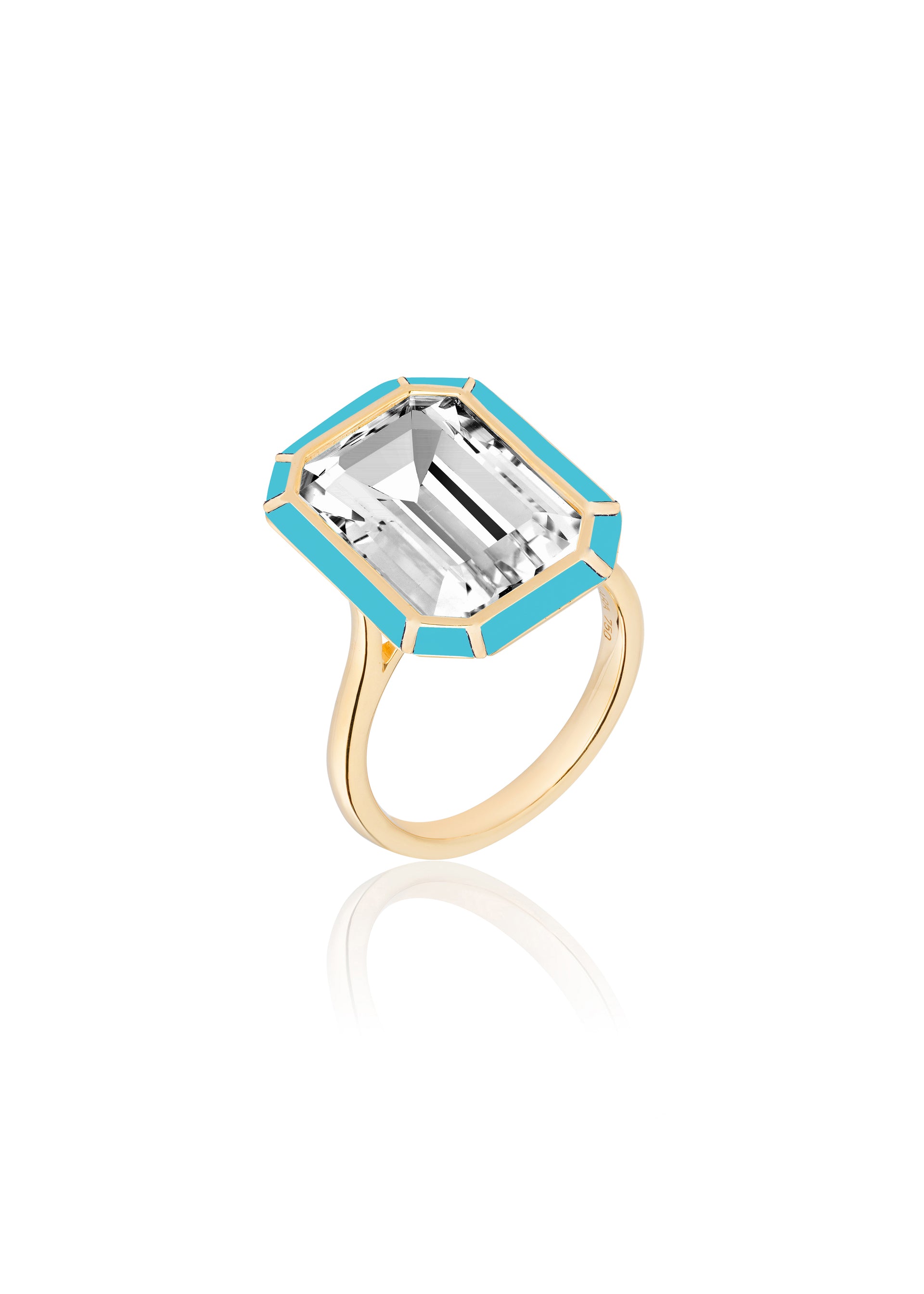 Yellow gold-Rock Crystal with Turquoise