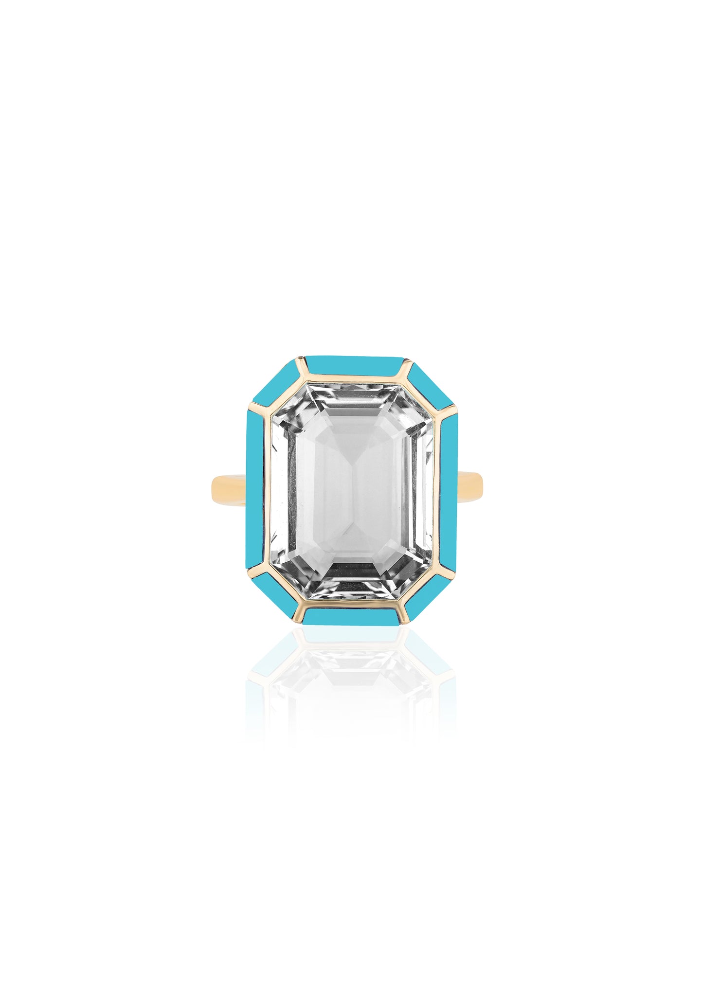 Yellow gold-Rock Crystal with Turquoise