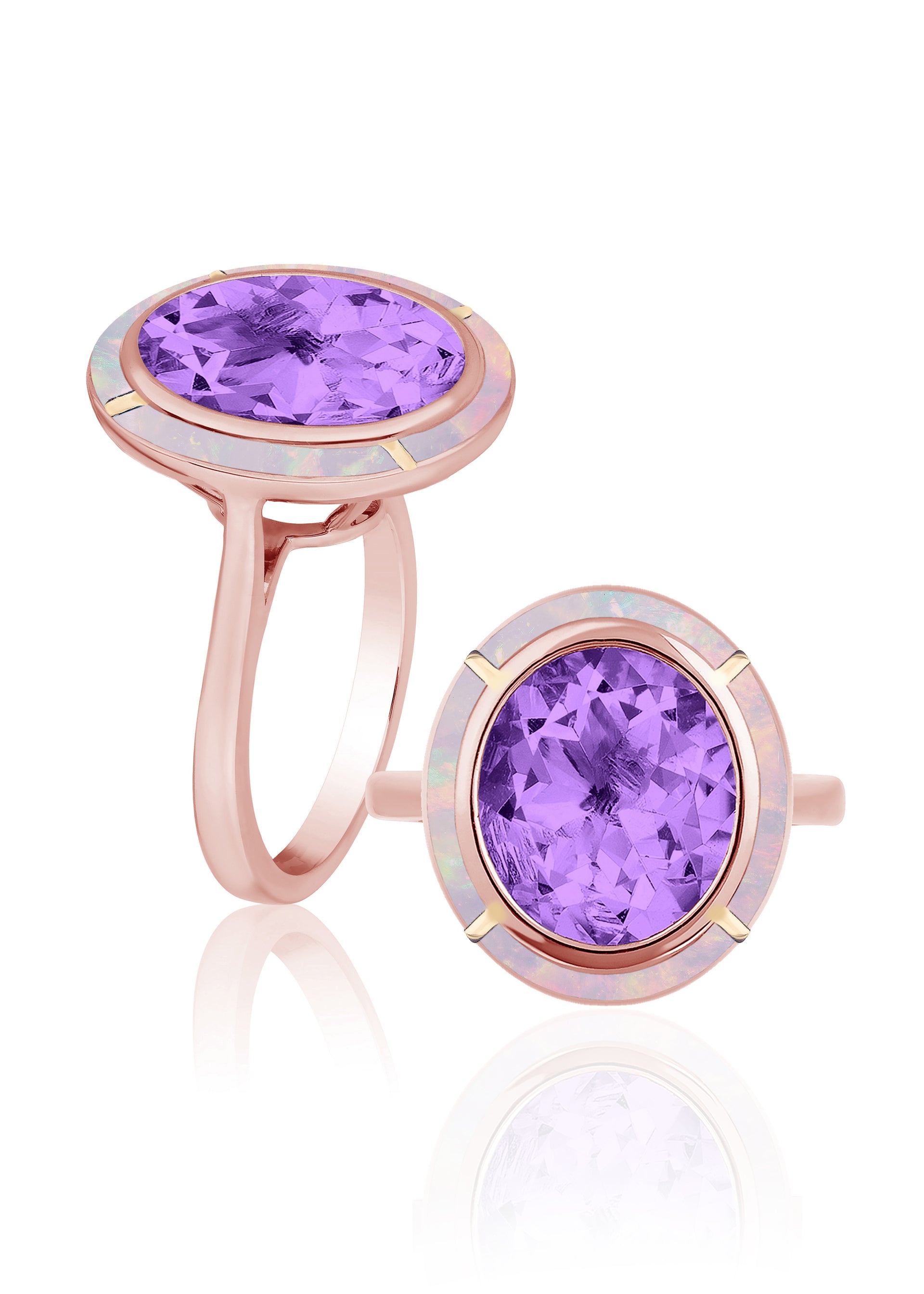 Amethyst with Pink Opal - Pink Gold