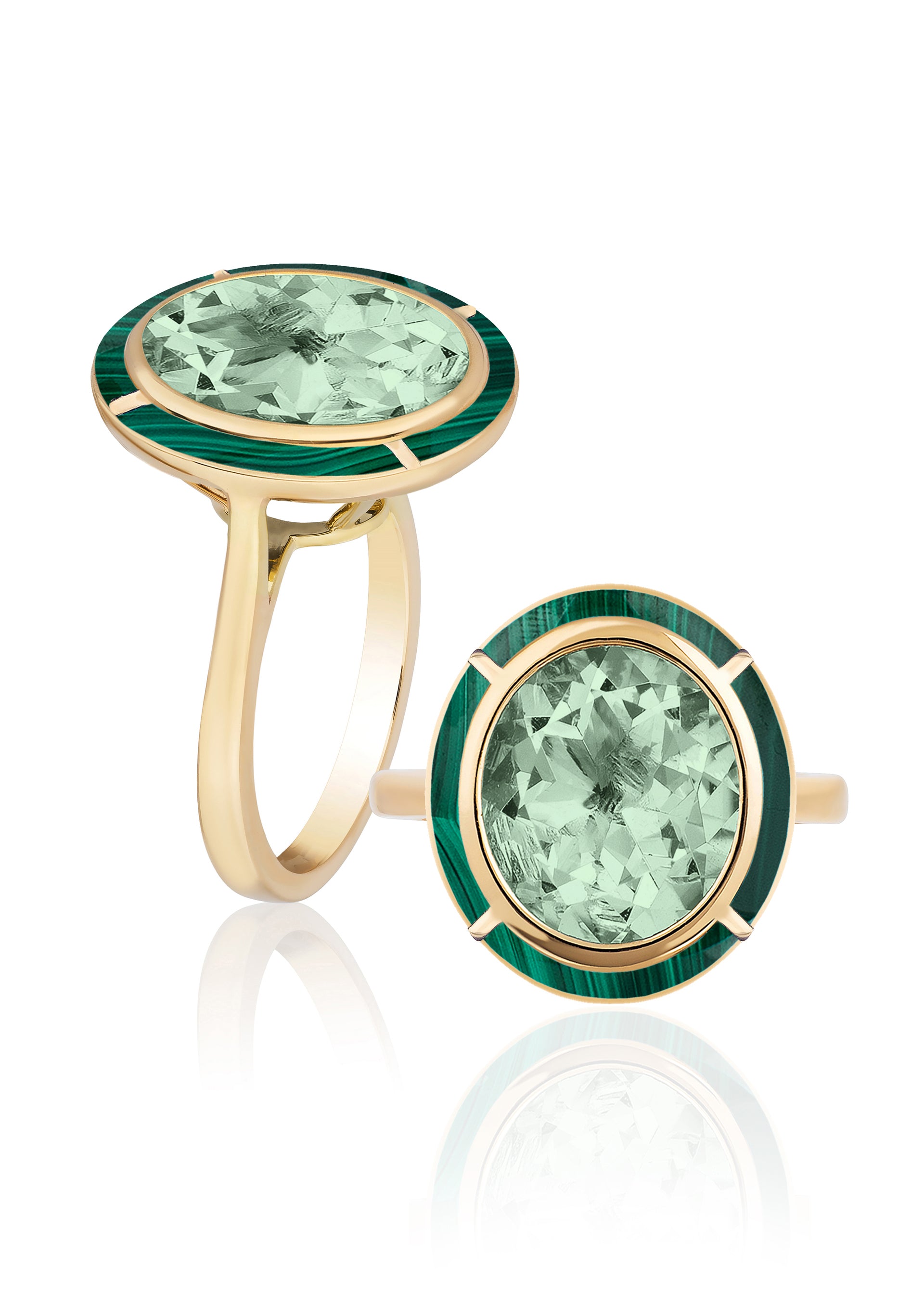 Prasiolite with Malachite