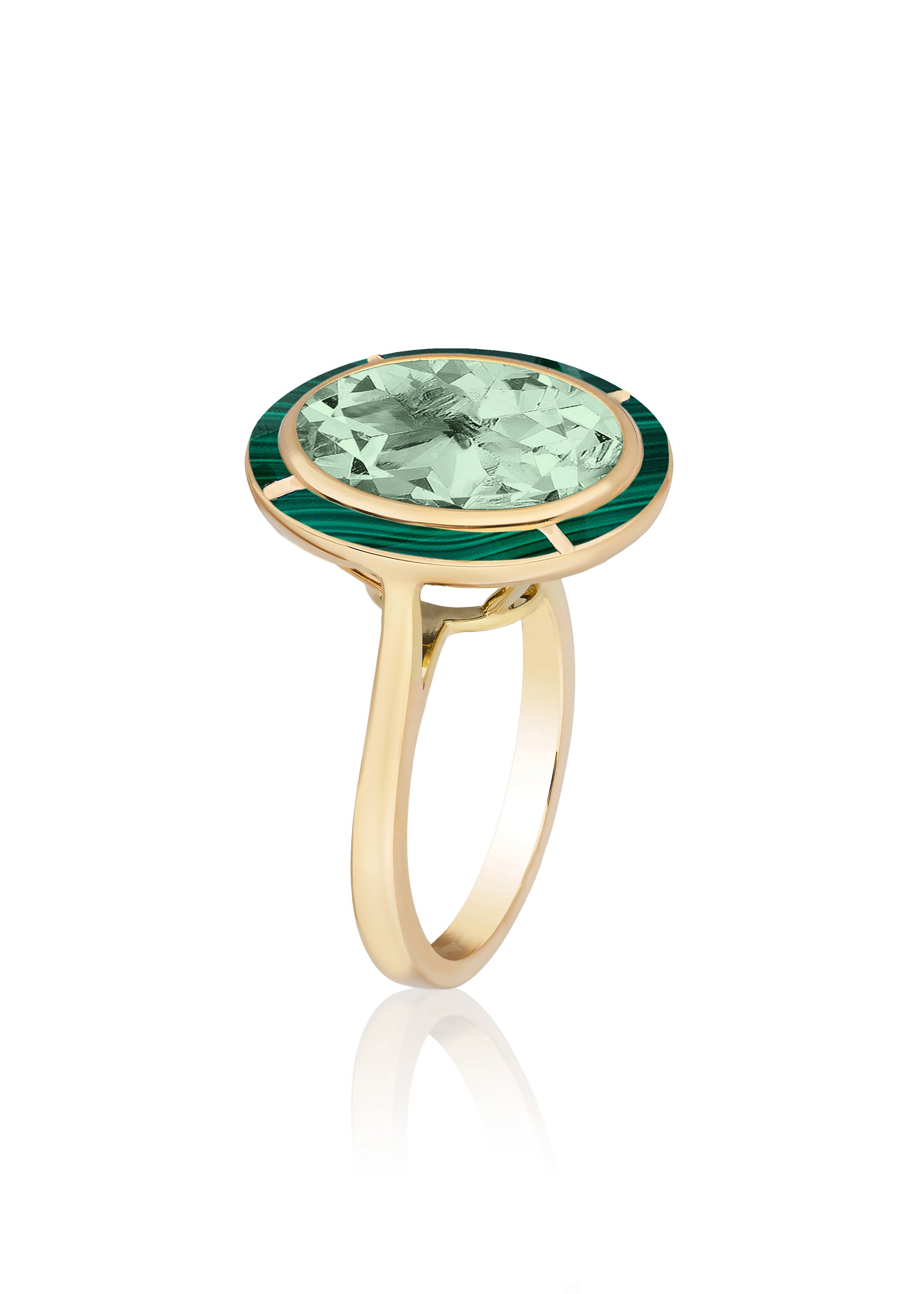 Prasiolite with Malachite