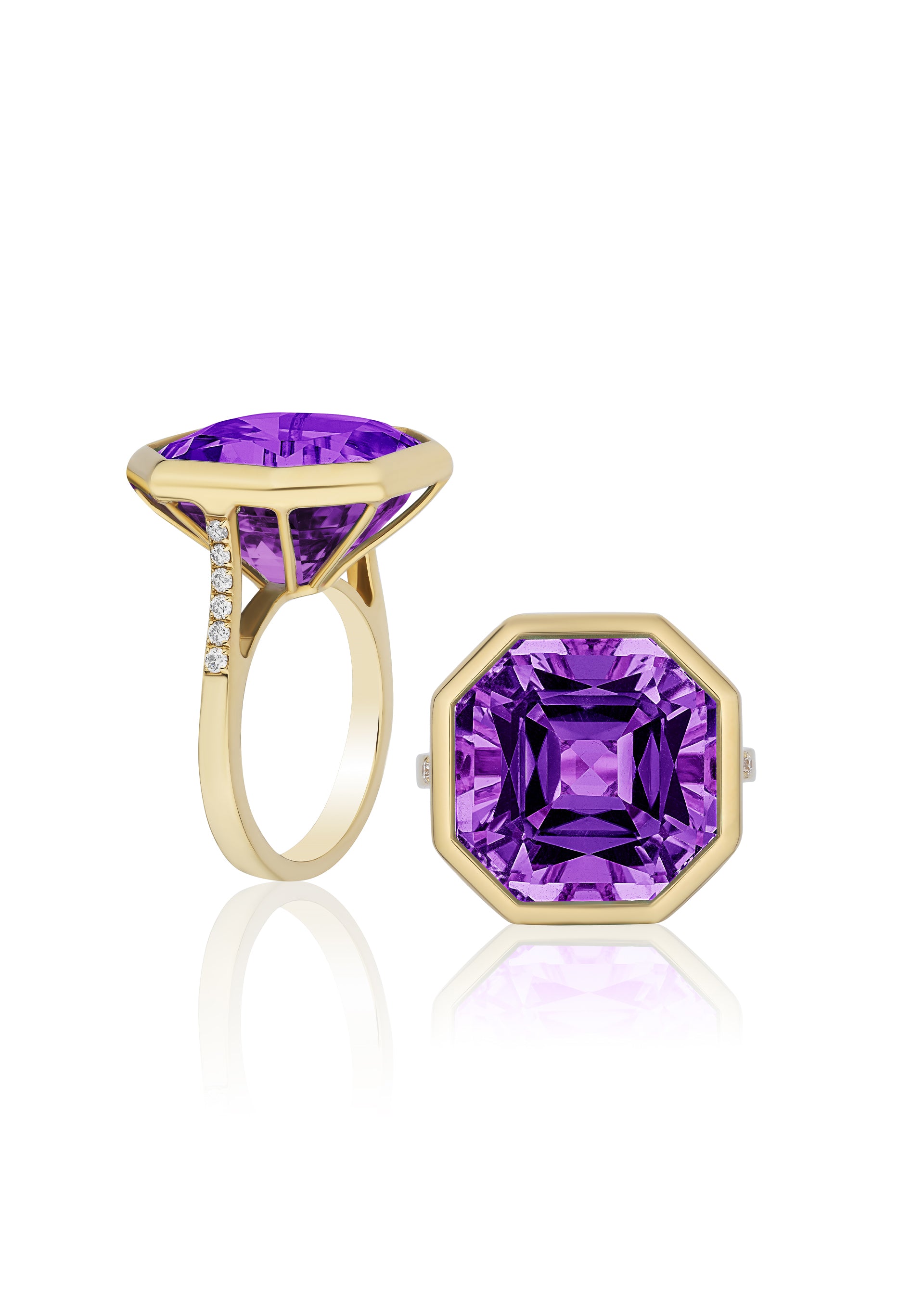 Yellow gold-Amethyst