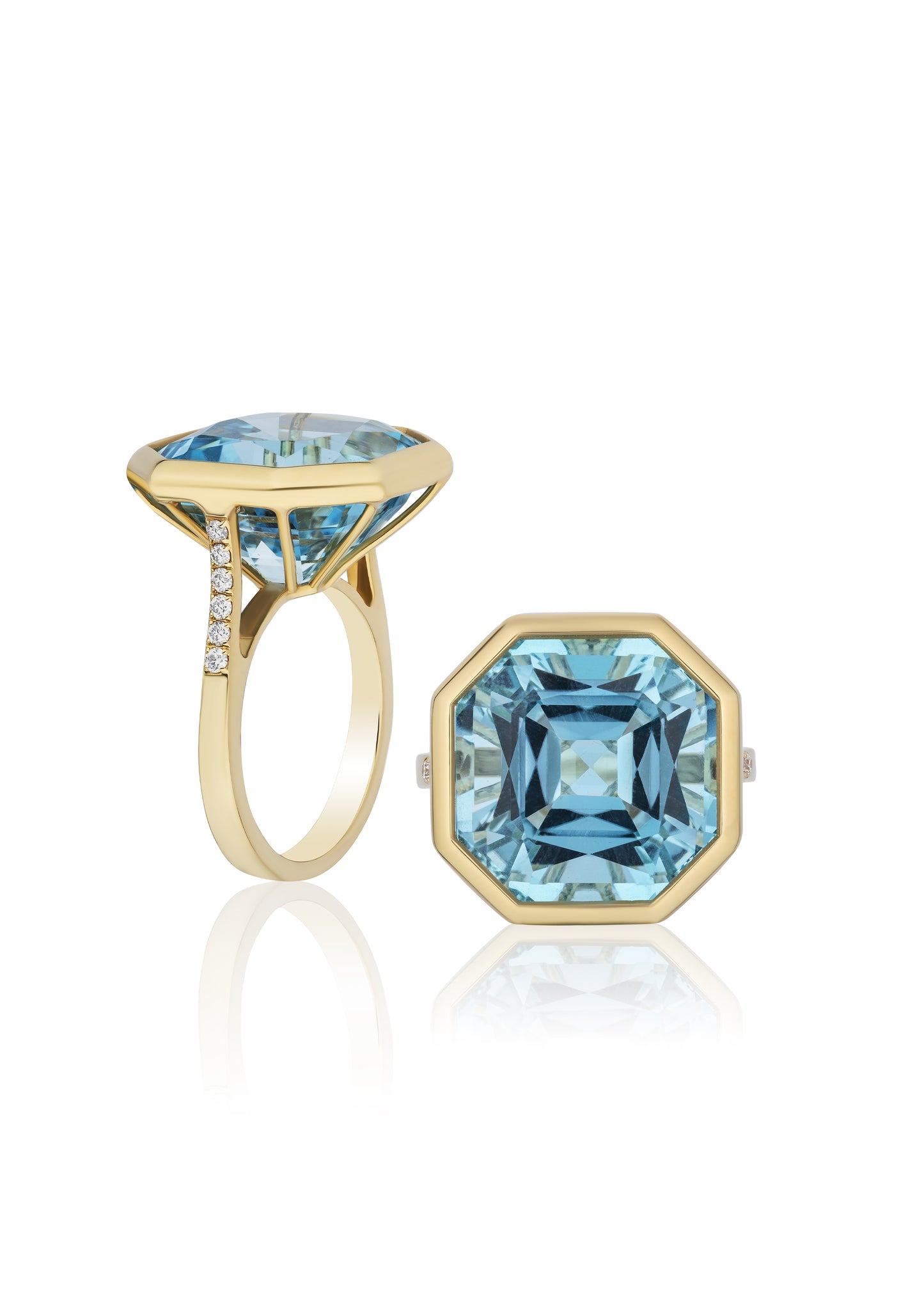 Yellow gold-Blue Topaz
