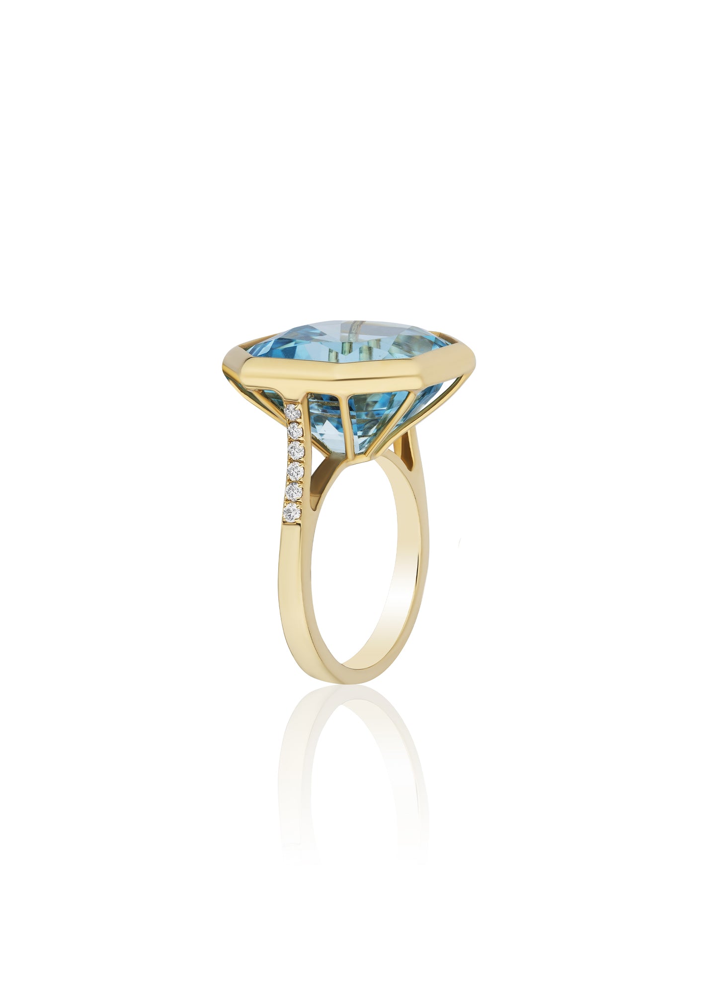 Yellow gold-Blue Topaz