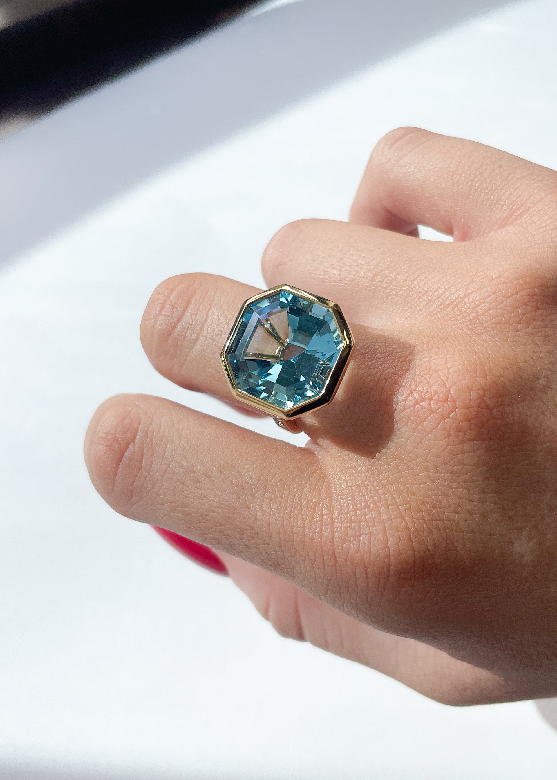 Yellow gold-Blue Topaz