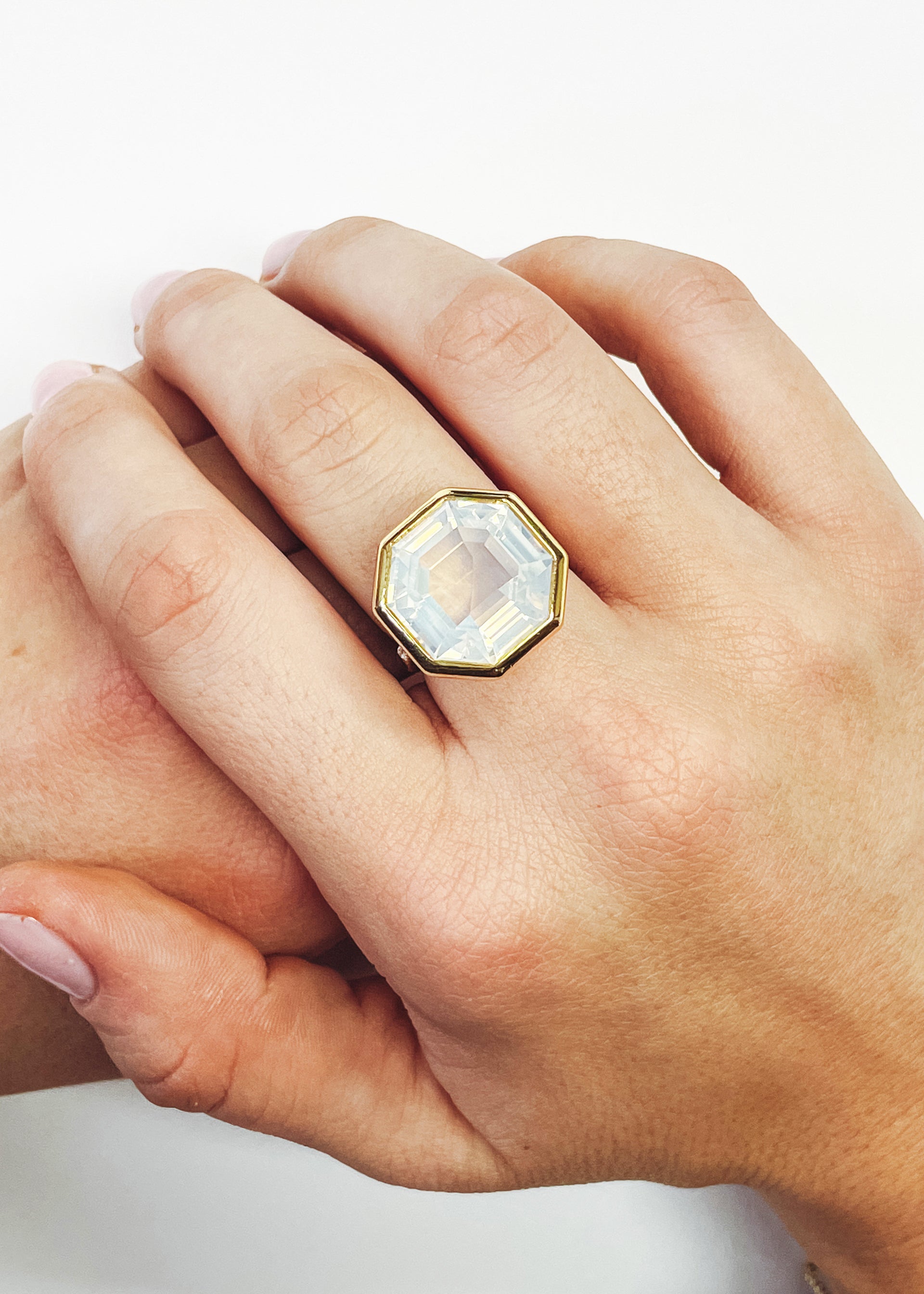 Yellow gold-Moon Quartz