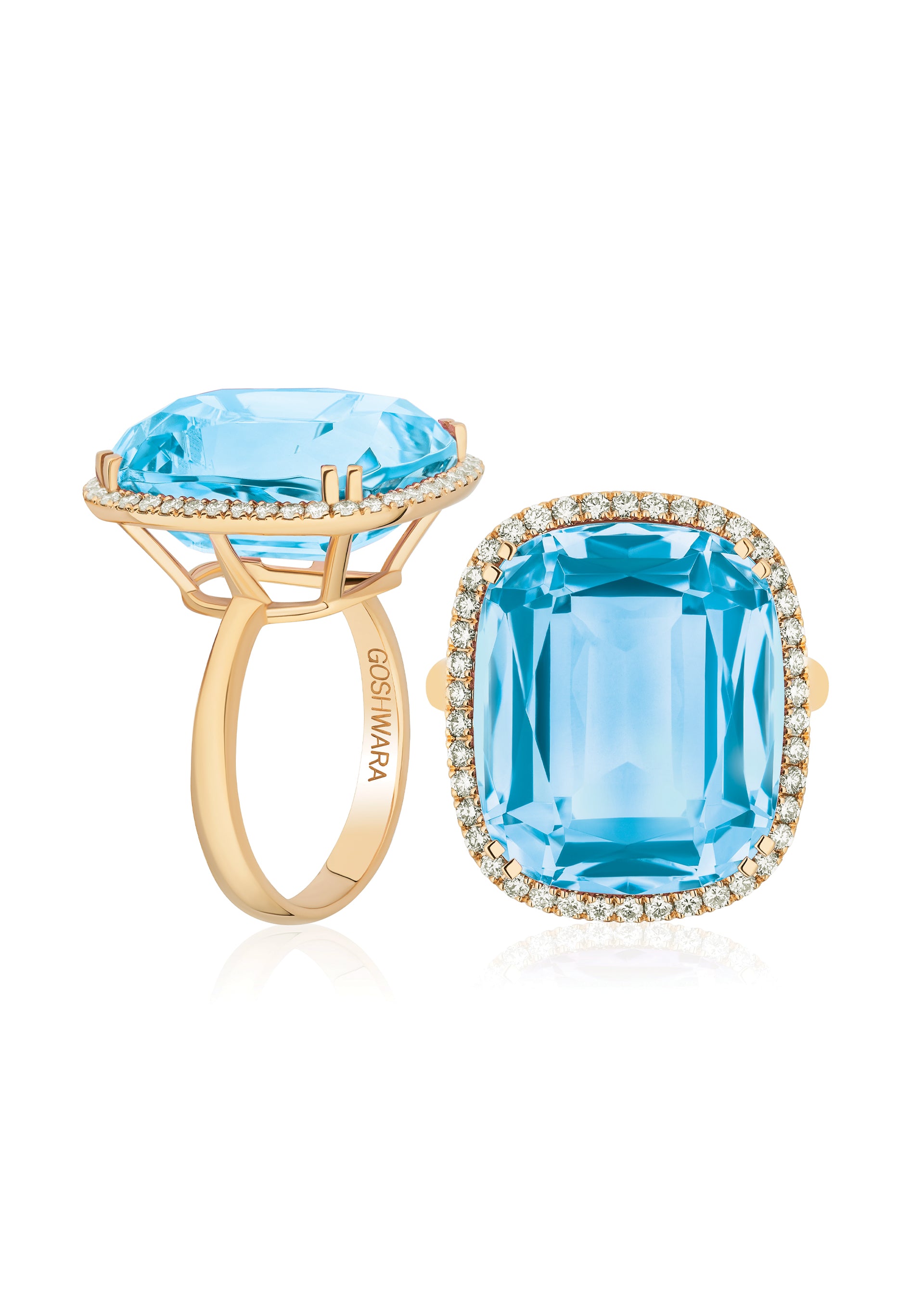 Yellow gold-Blue Topaz
