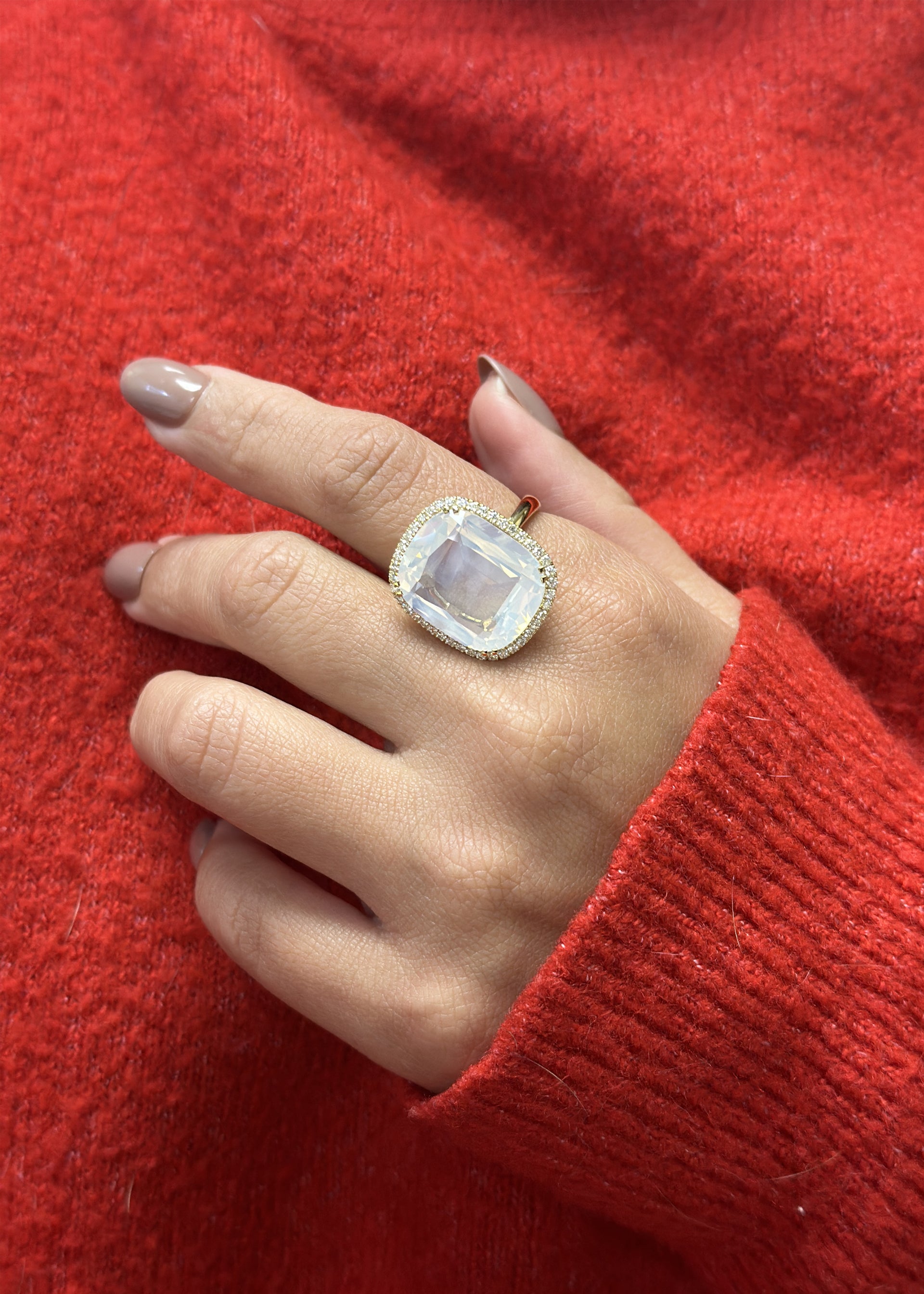 Yellow gold-Moon Quartz