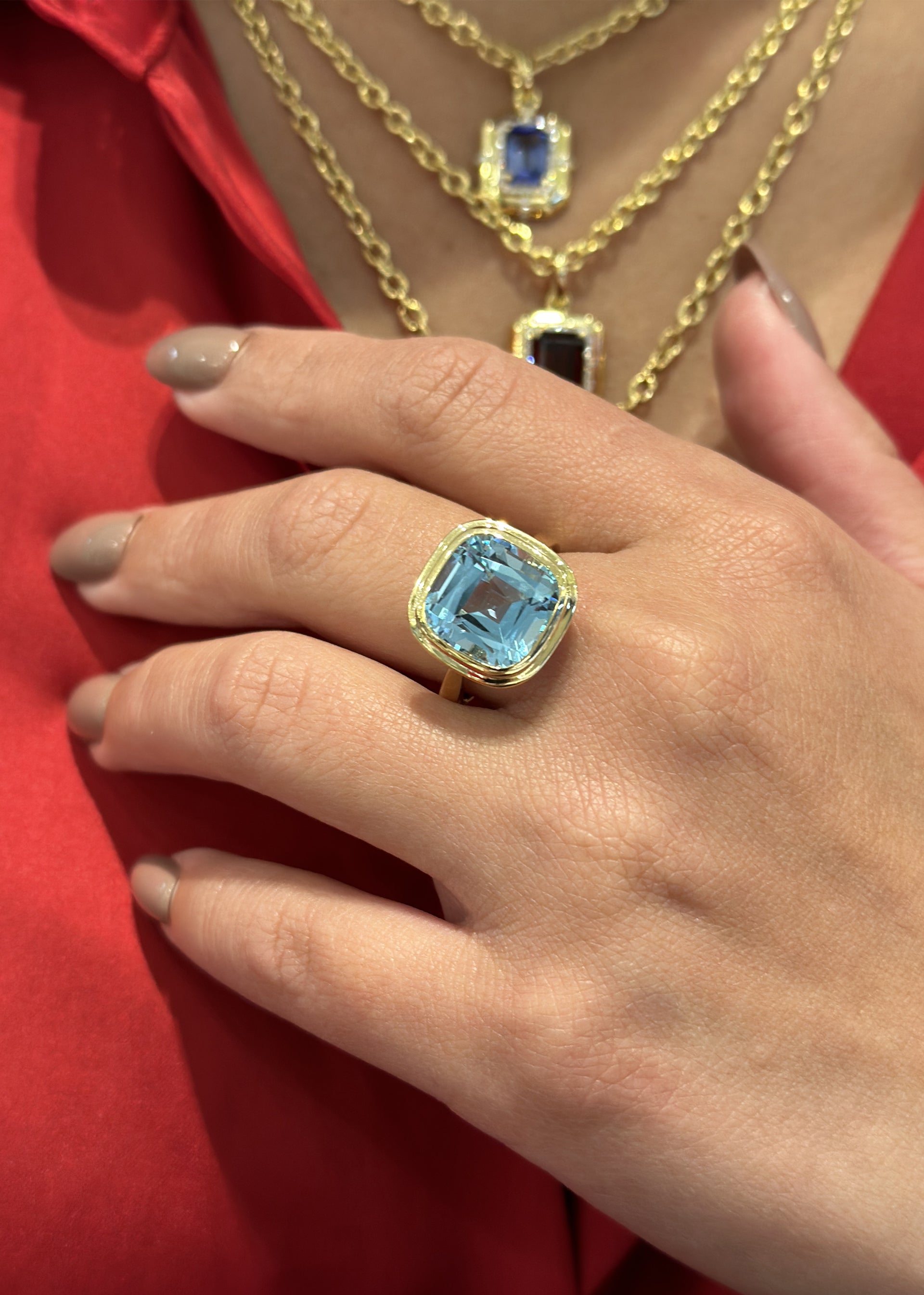 Yellow gold-Blue Topaz