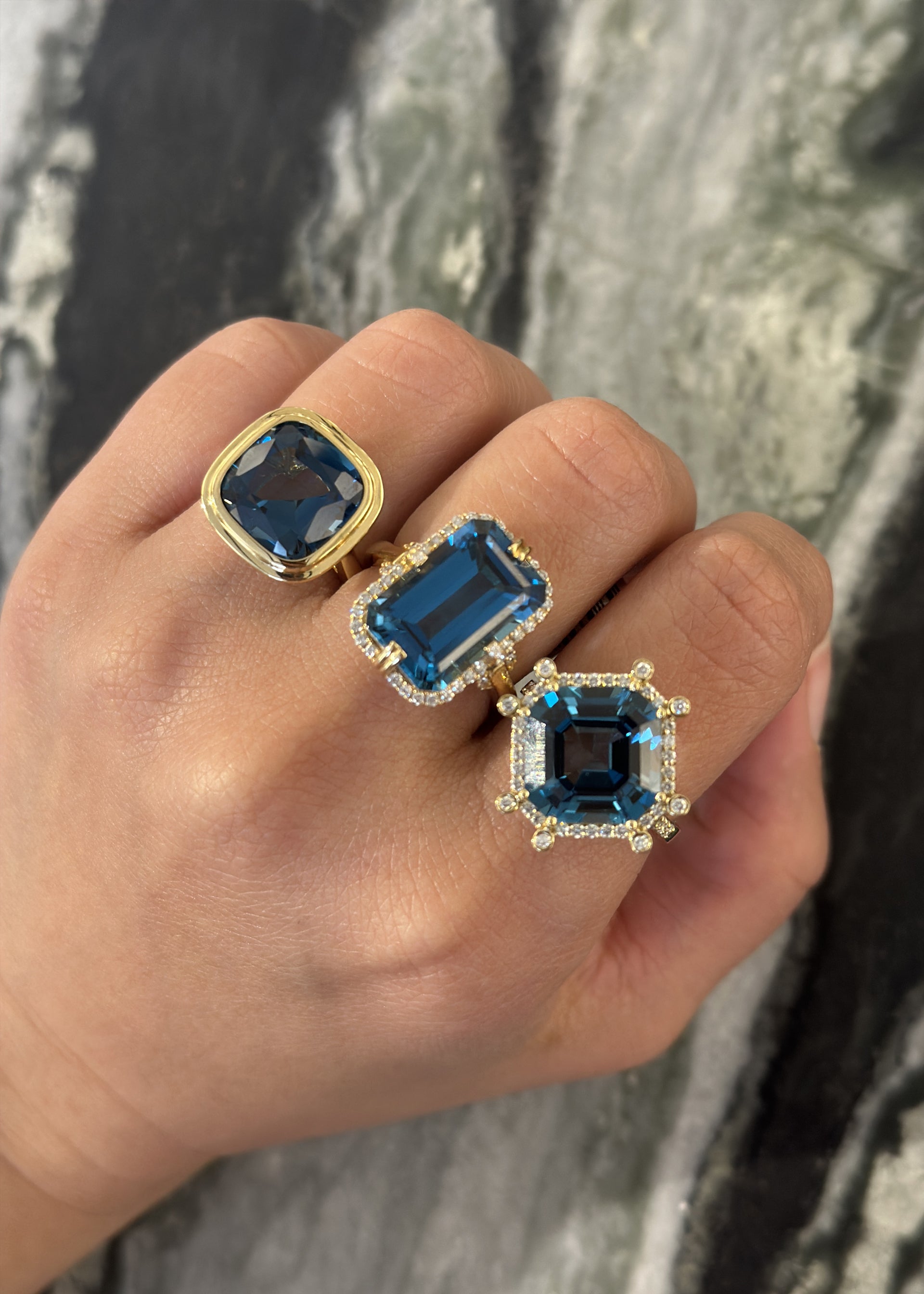 Yellow gold-London Blue Topaz