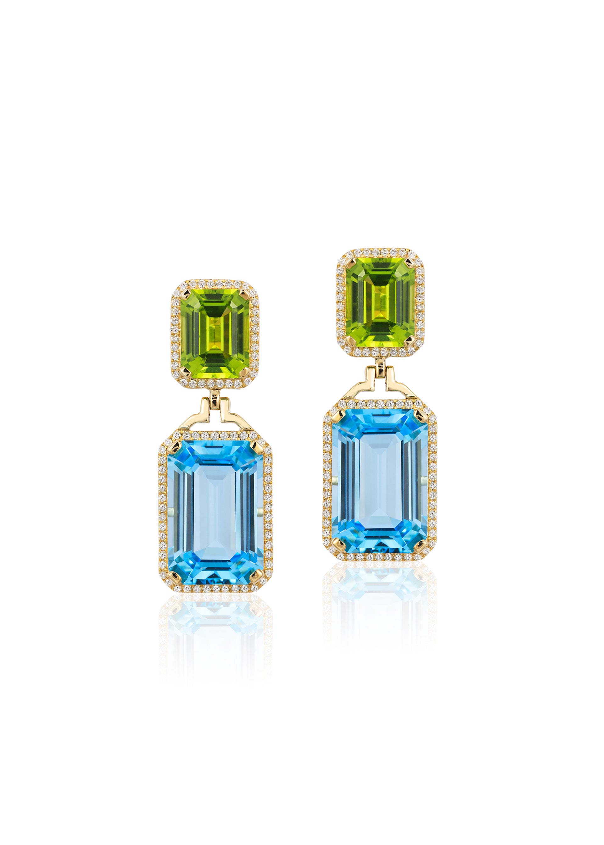 Yellow gold-Blue Topaz with Peridot