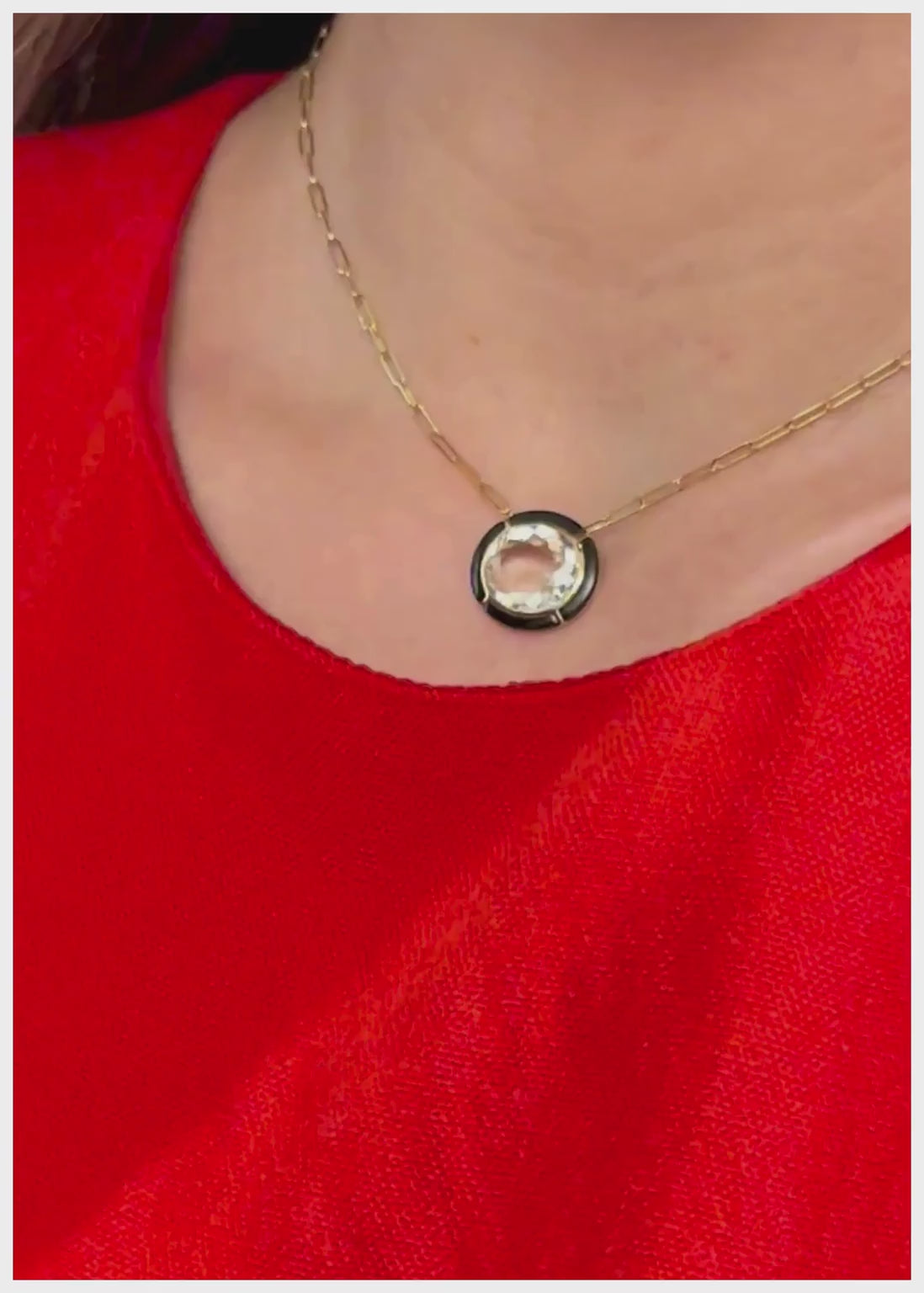 Yellow gold-Rock Crystal with Onyx