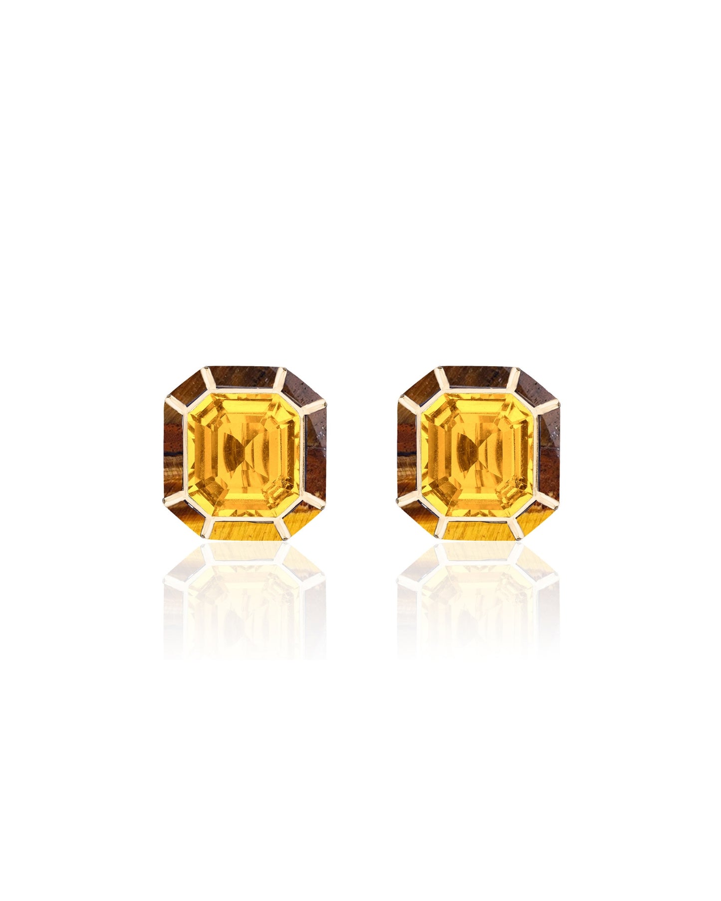 Yellow gold-Citrine with Tiger Eye