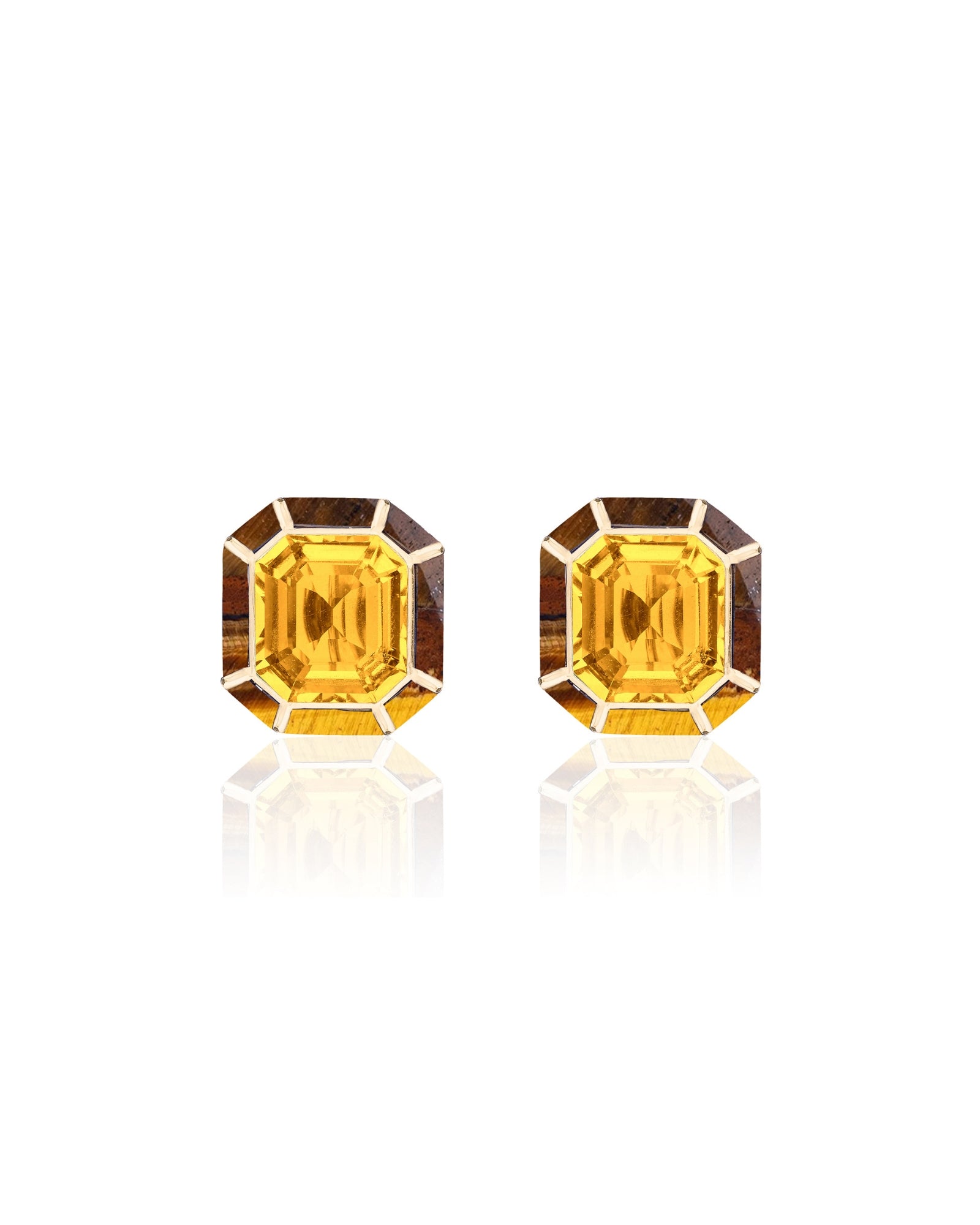 Yellow gold-Citrine with Tiger Eye