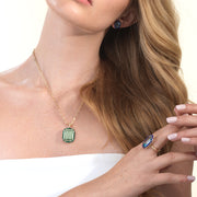 Prasiolite & Malachite Inlay Emerald Cut Pendant