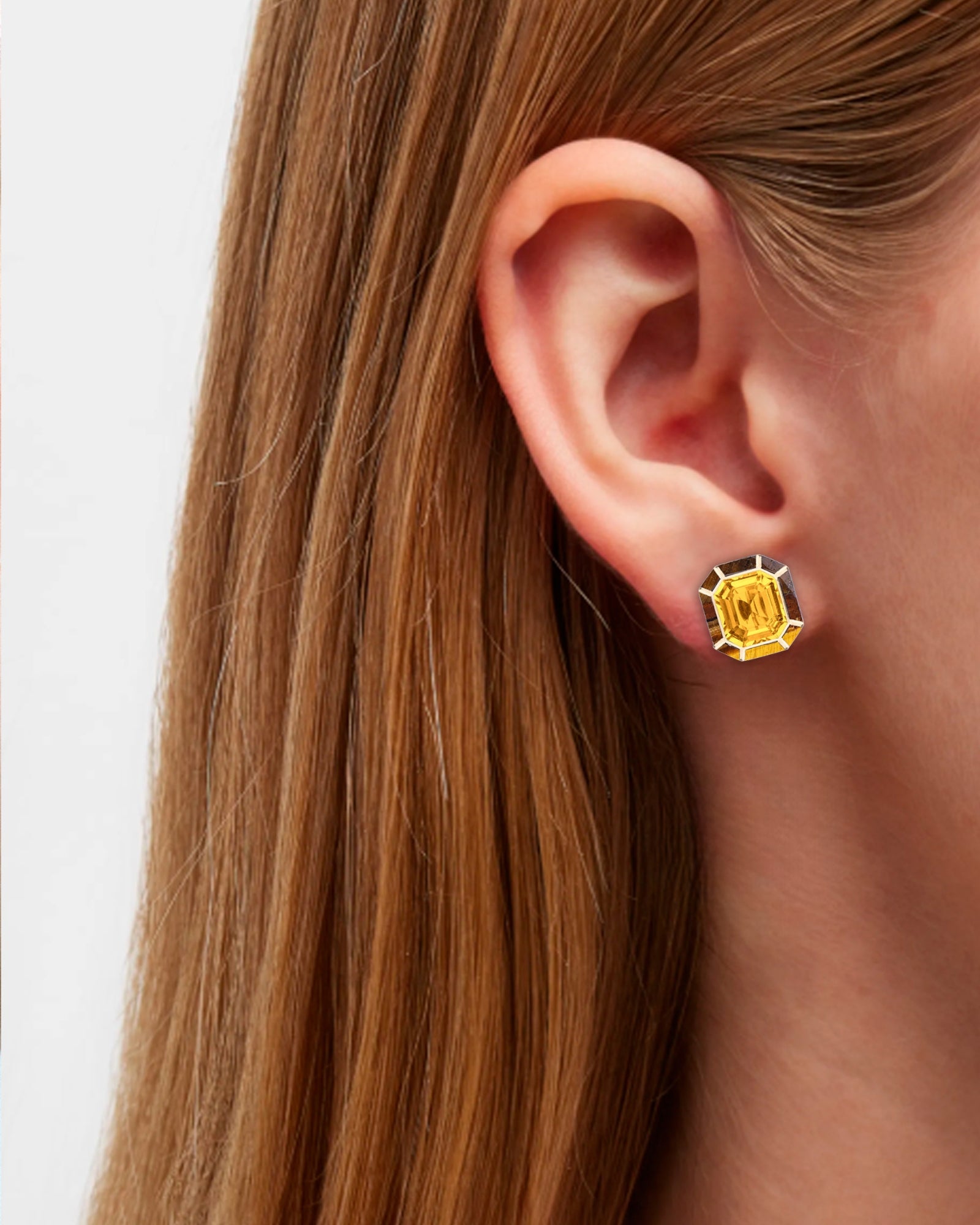 Yellow gold-Citrine with Tiger Eye