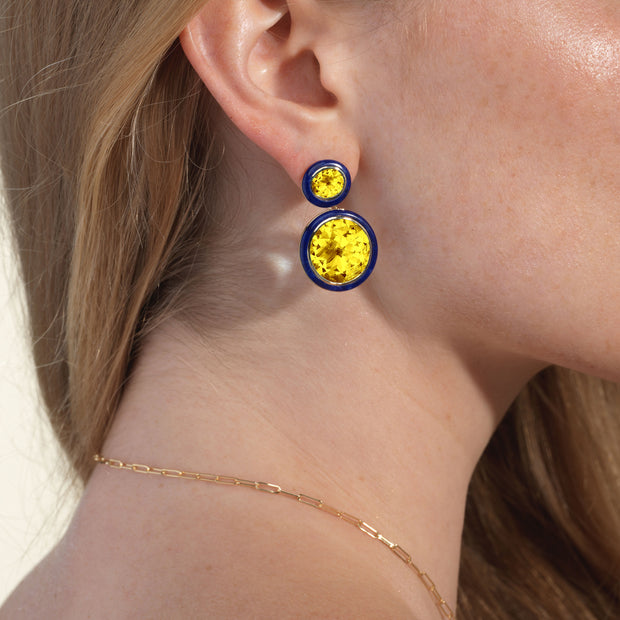 Citrine with Tiger's Eye & Lapis Lazuli Inlay Oval Earrings