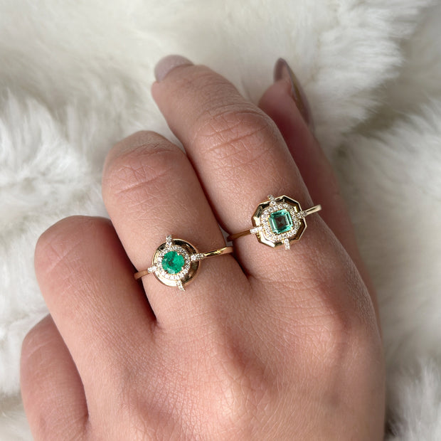 Asscher Cut Emerald Ring with Diamonds