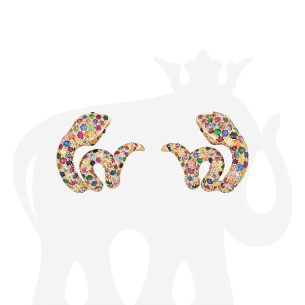 Multi Sapphire & Onyx Snake Earrings
