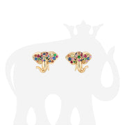 Multi Sapphire & Onyx Elephant Earrings