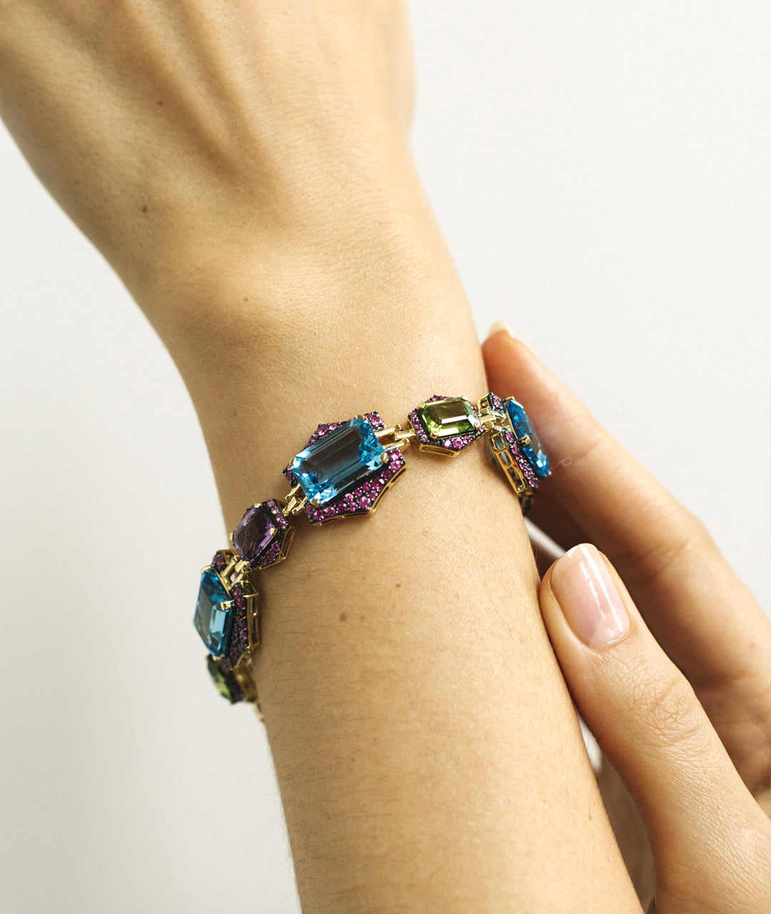 Blue Topaz, Peridot, Amethyst & Pink Sapphire