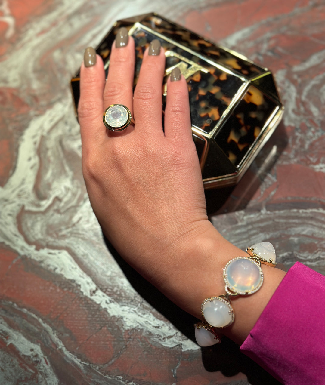 Yellow gold-Moon Quartz