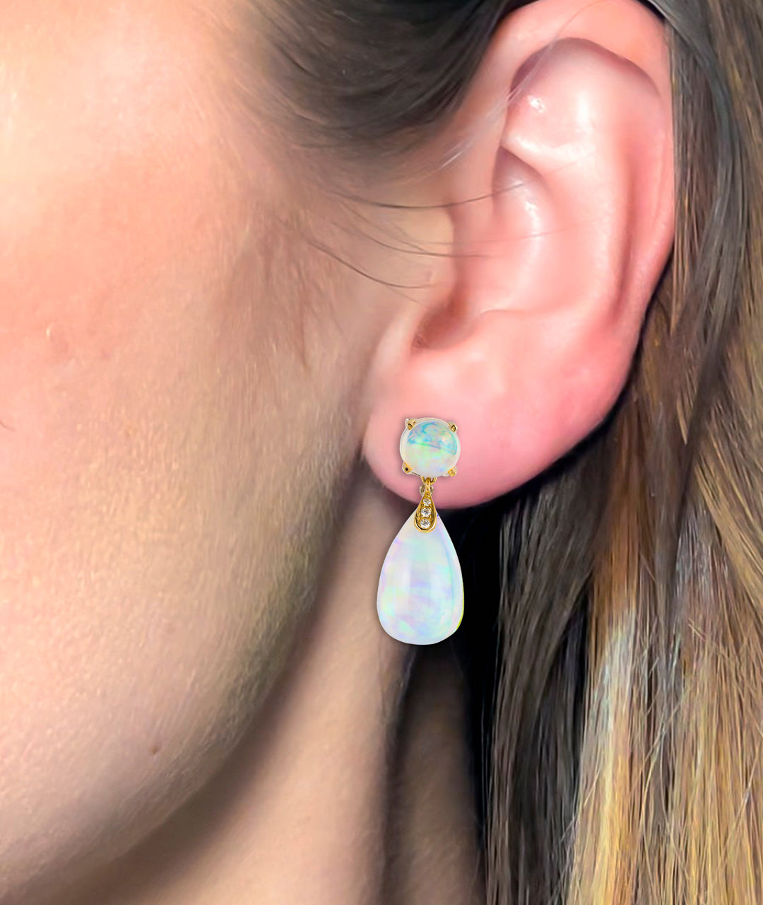 Opal Cabochon Teardrop Earrings