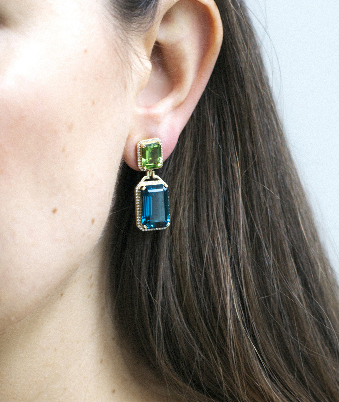 Yellow gold-London Blue Topaz with Peridot