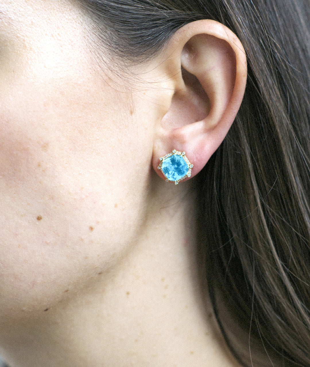 Yellow gold-Blue Topaz