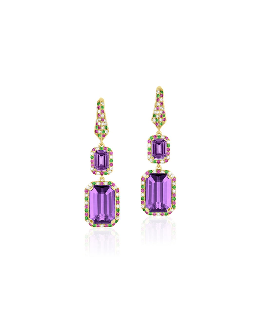 Yellow gold-Amethyst with Sapphire & Tsavorites