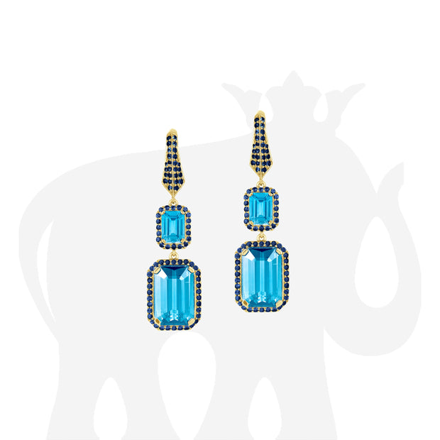 Blue Topaz & Blue Sapphire Earrings