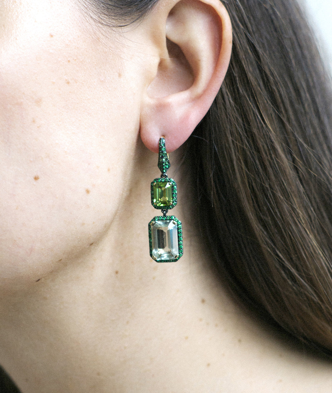 Yellow gold-Prasiolite with Peridot & Tsavorites