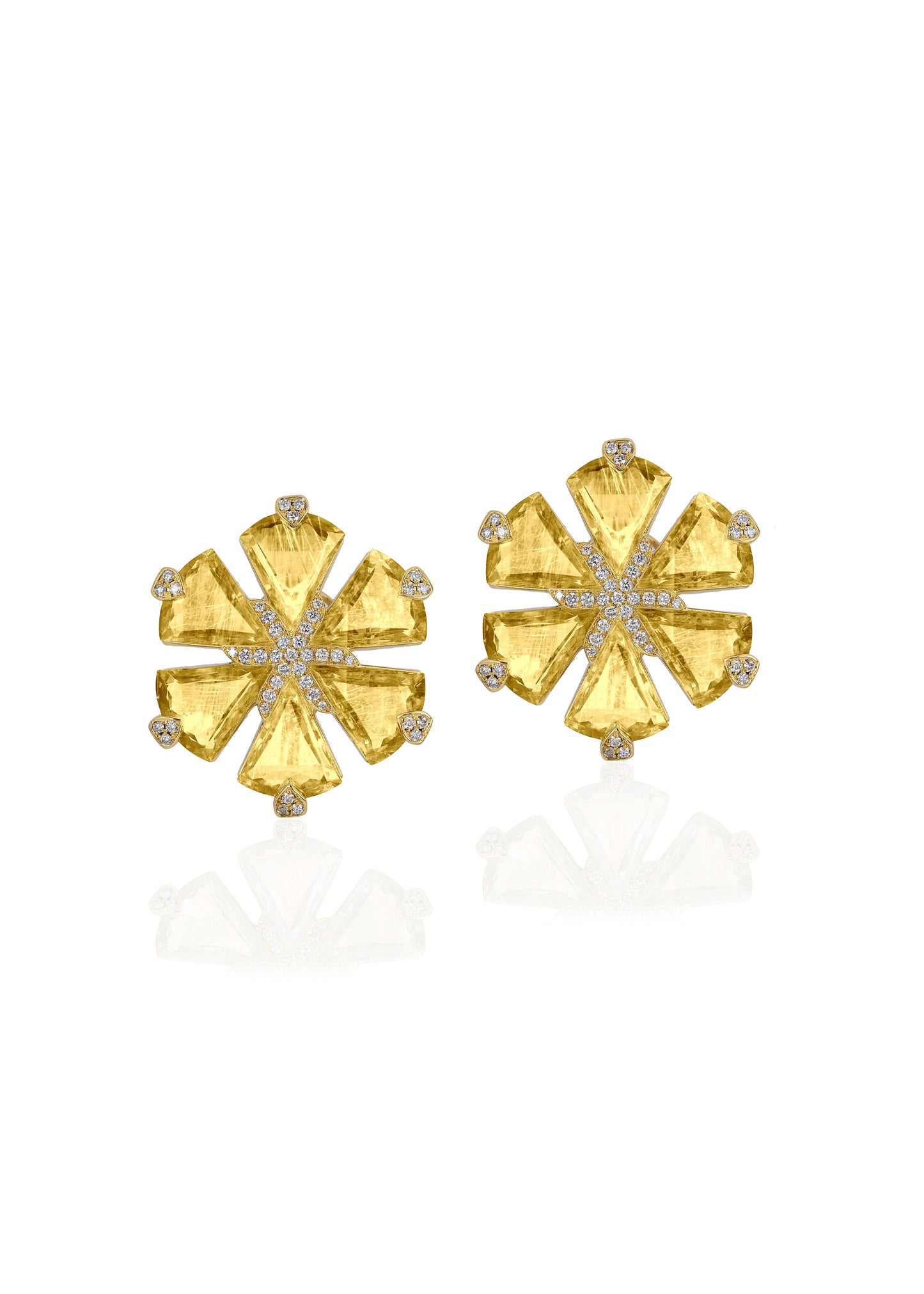Trillion Flower Diamond Earrings